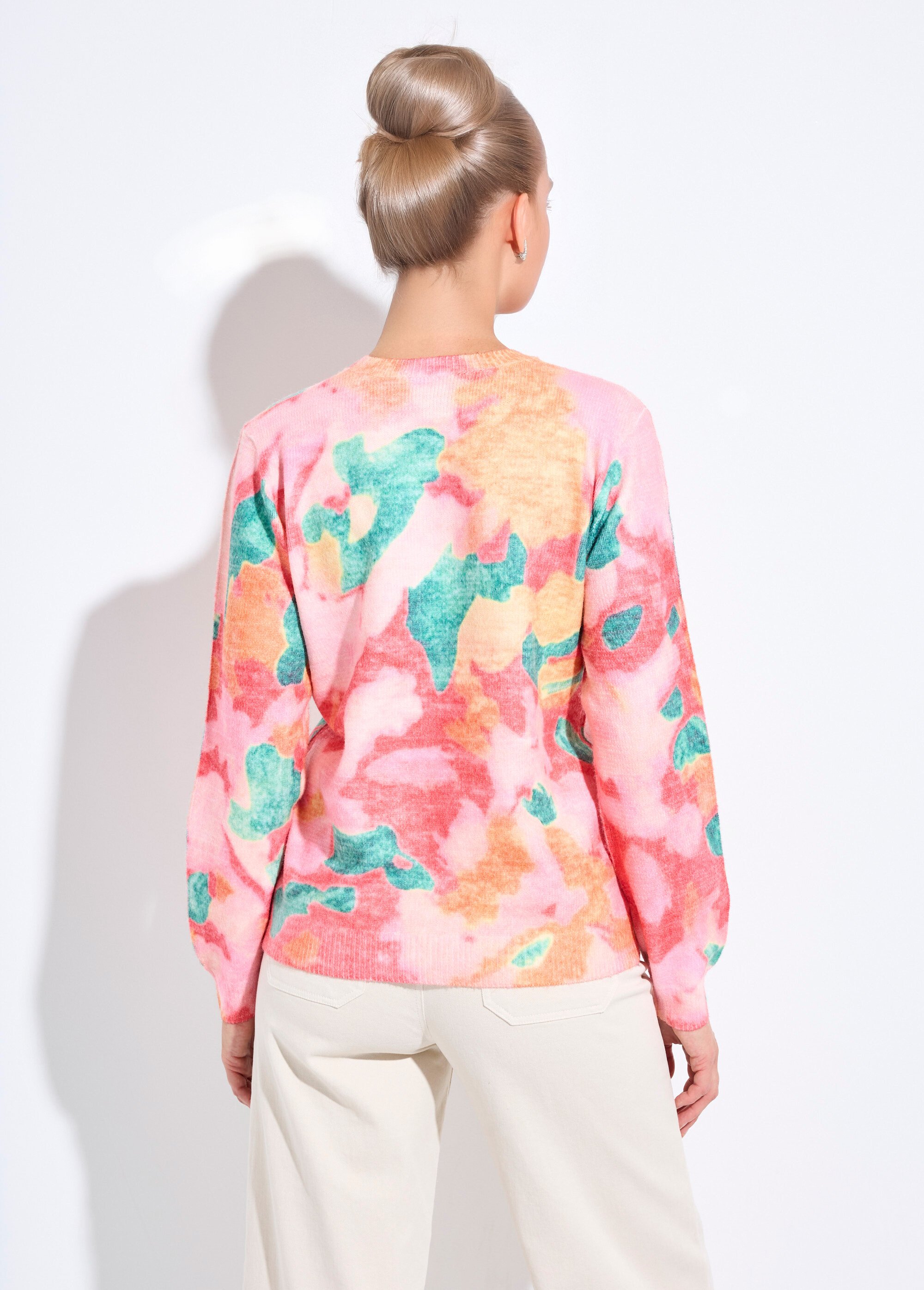 Pull doux col rond imprimé floral