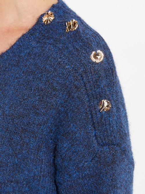 Robe pull chaude avec laine + boutons métal Femme Bleu JS-JP-7977 DE2