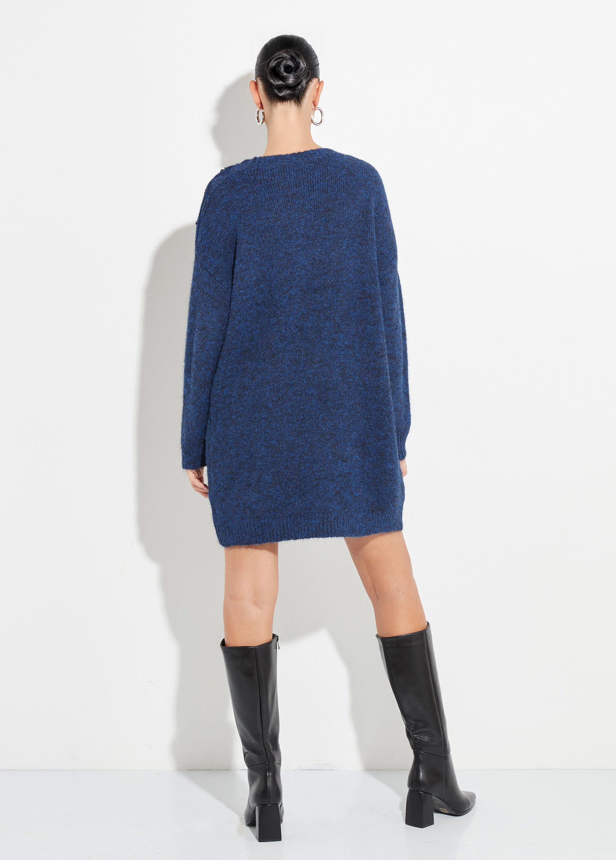 Robe pull chaude avec laine + boutons métal