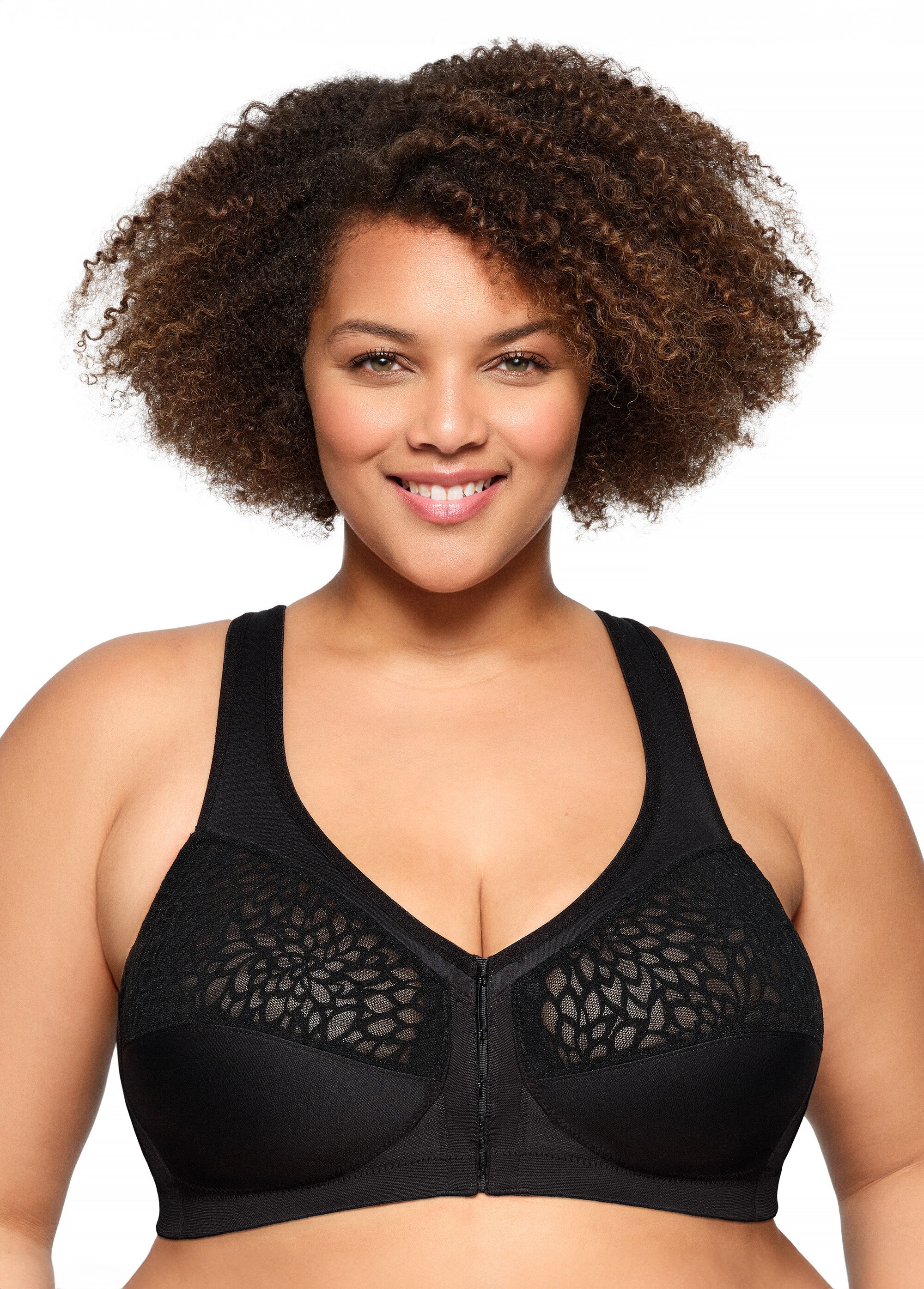 Soutien-gorge MagicLift Grandes Tailles Dos Nageur et Fermeture Frontale n°1206 Femme Grande Taille Noir 1206 FA1
