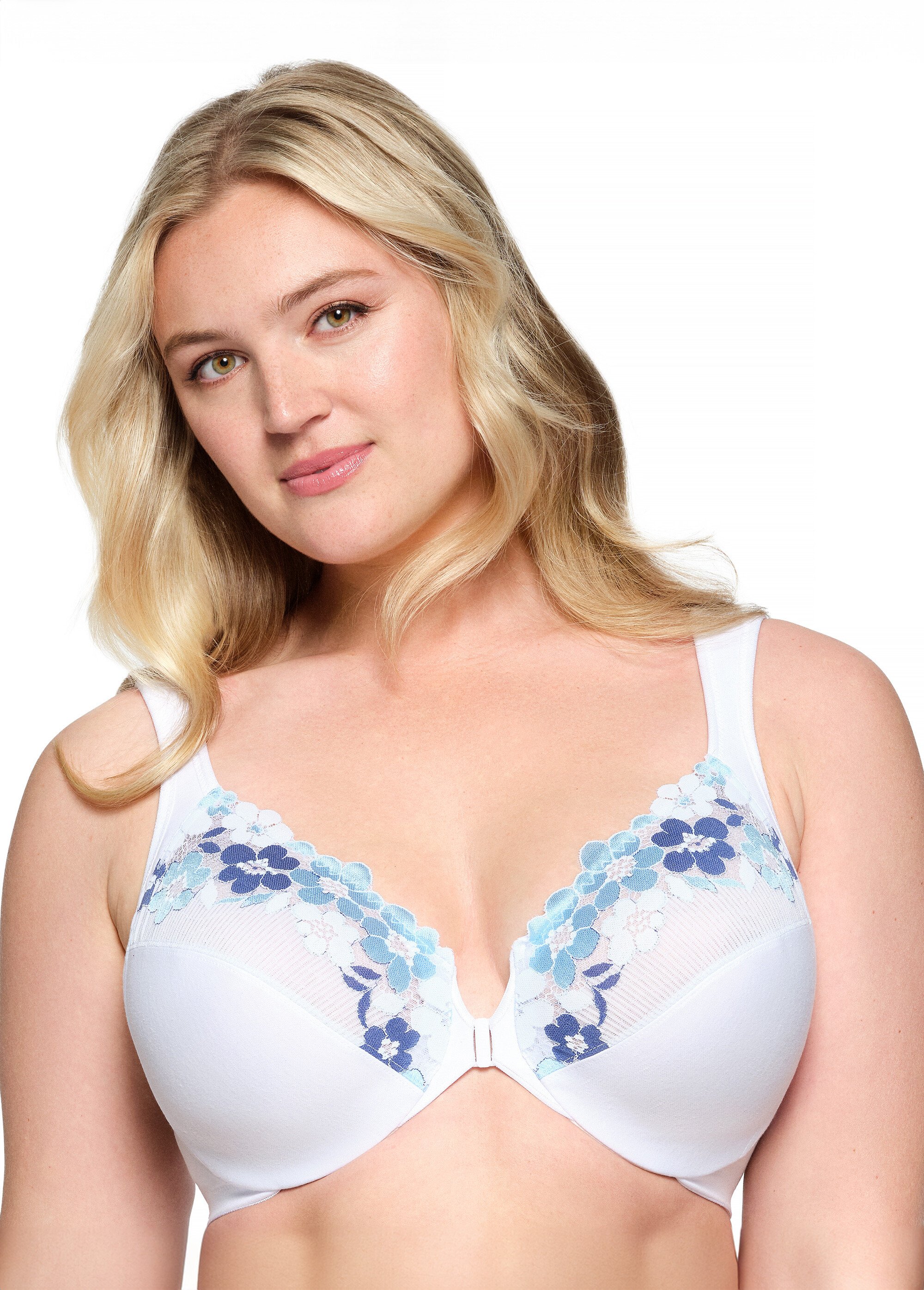 Soutien-gorge WonderWire en Coton à Armatures et Fermeture Frontale, Spécial Grandes Tailles n°1241 Femme Grande Taille Blanc 1241 FA1