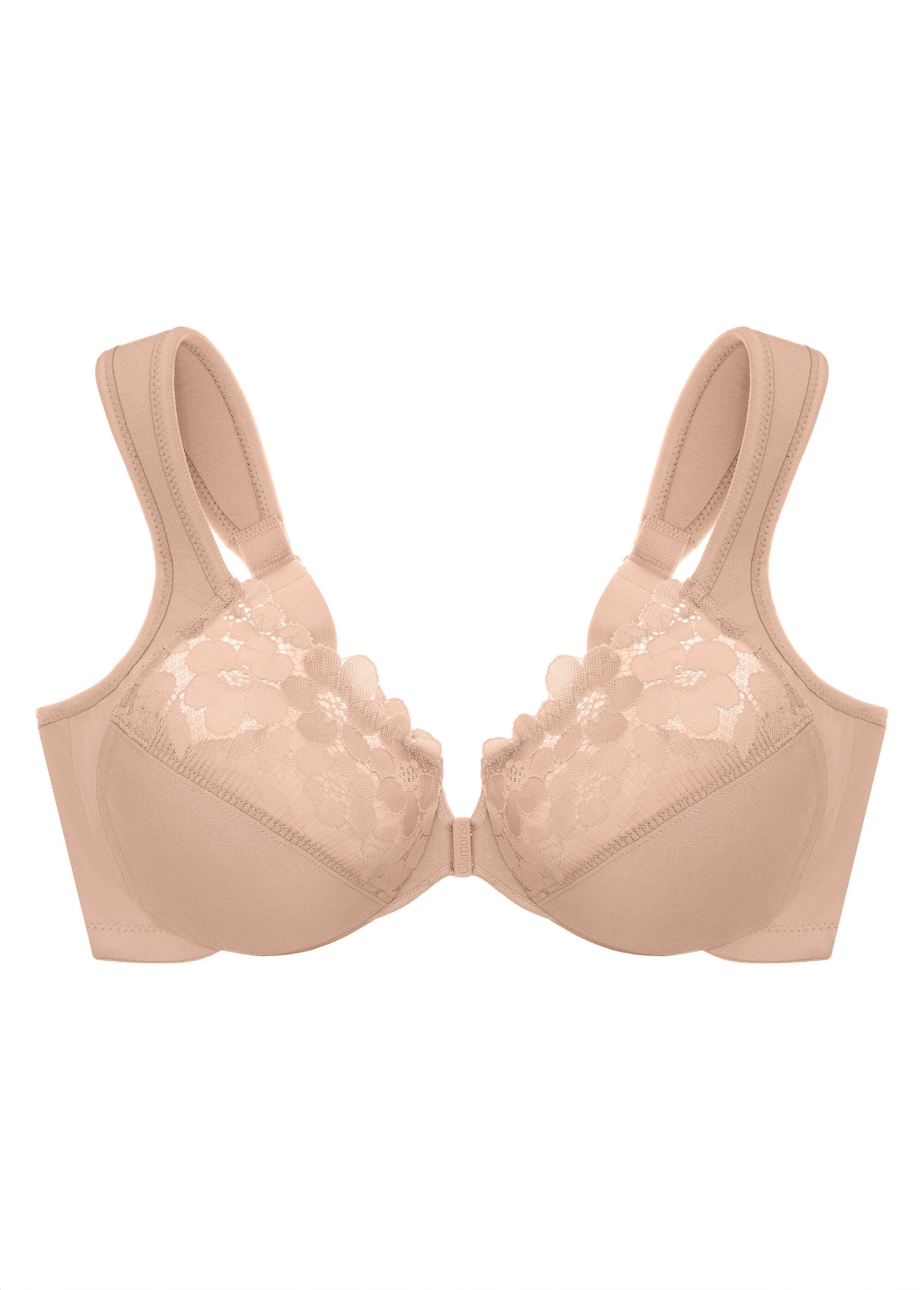Soutien-gorge WonderWire en Coton à Armatures et Fermeture Frontale, Spécial Grandes Tailles n°1241 Femme Grande Taille Beige 1241 FA2