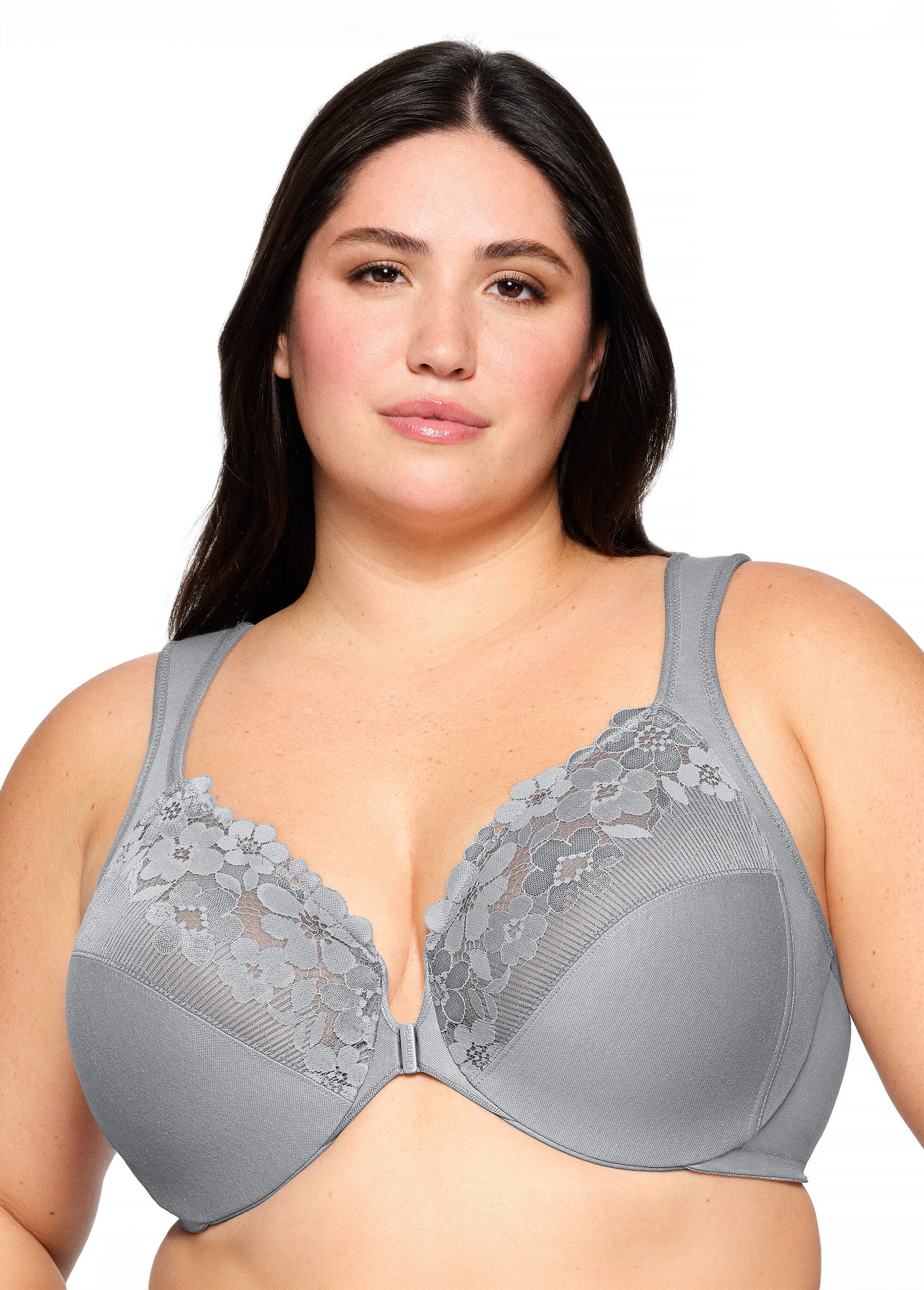 Soutien-gorge WonderWire en Coton à Armatures et Fermeture Frontale, Spécial Grandes Tailles n°1241 Femme Grande Taille GRIS ARGENT 1241 FA1