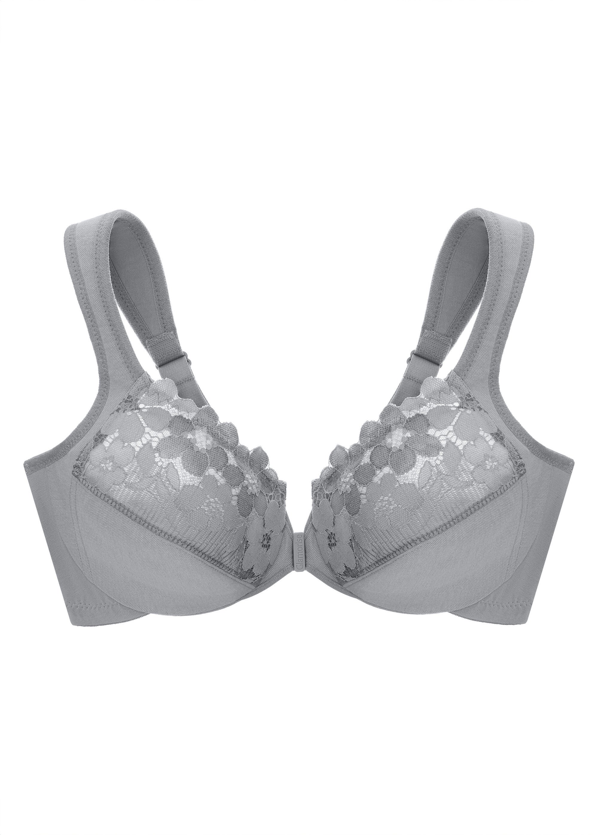 Soutien-gorge WonderWire en Coton à Armatures et Fermeture Frontale, Spécial Grandes Tailles n°1241 Femme Grande Taille GRIS ARGENT 1241 FA2