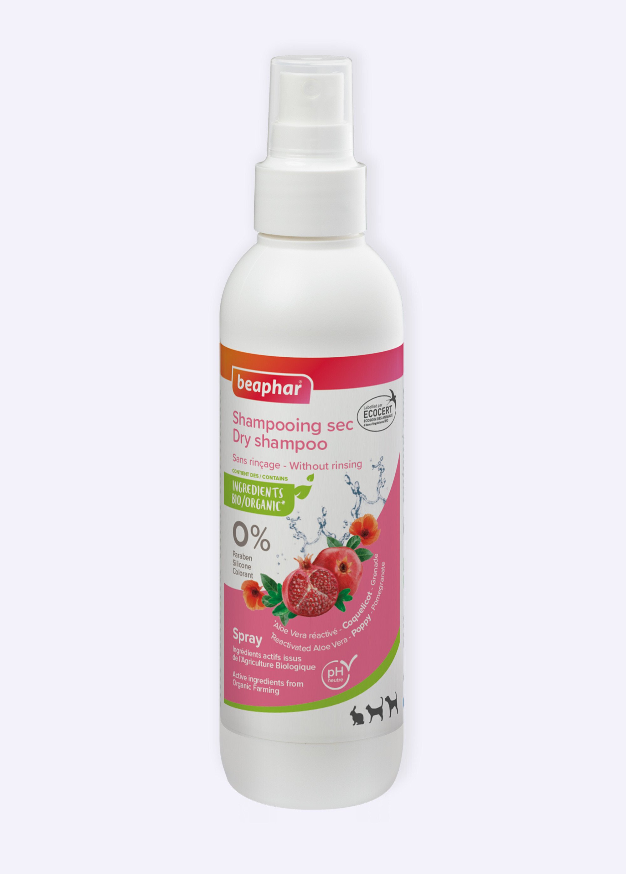 Spray shampoing sec BIO chien/chat/mammifère