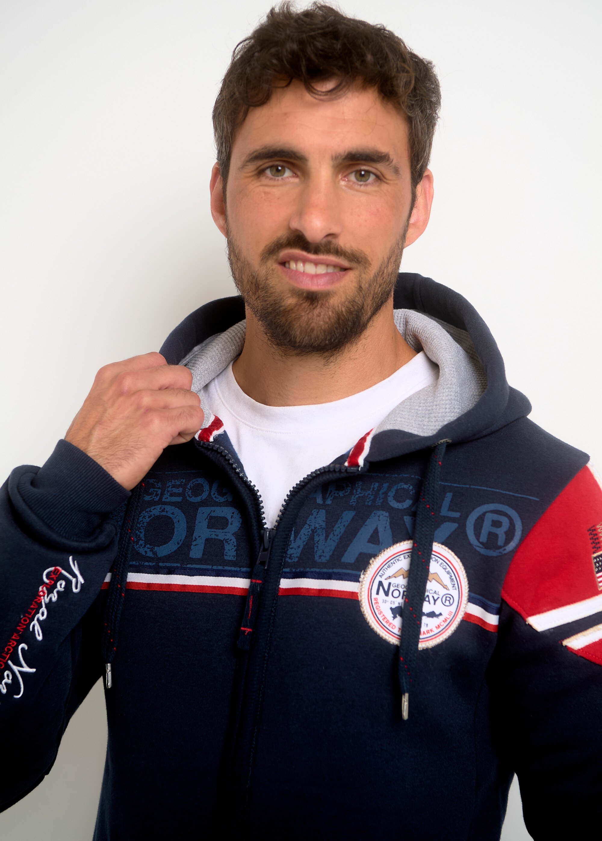 Sweat à capuche homme avec inscriptions Bleu Afibel