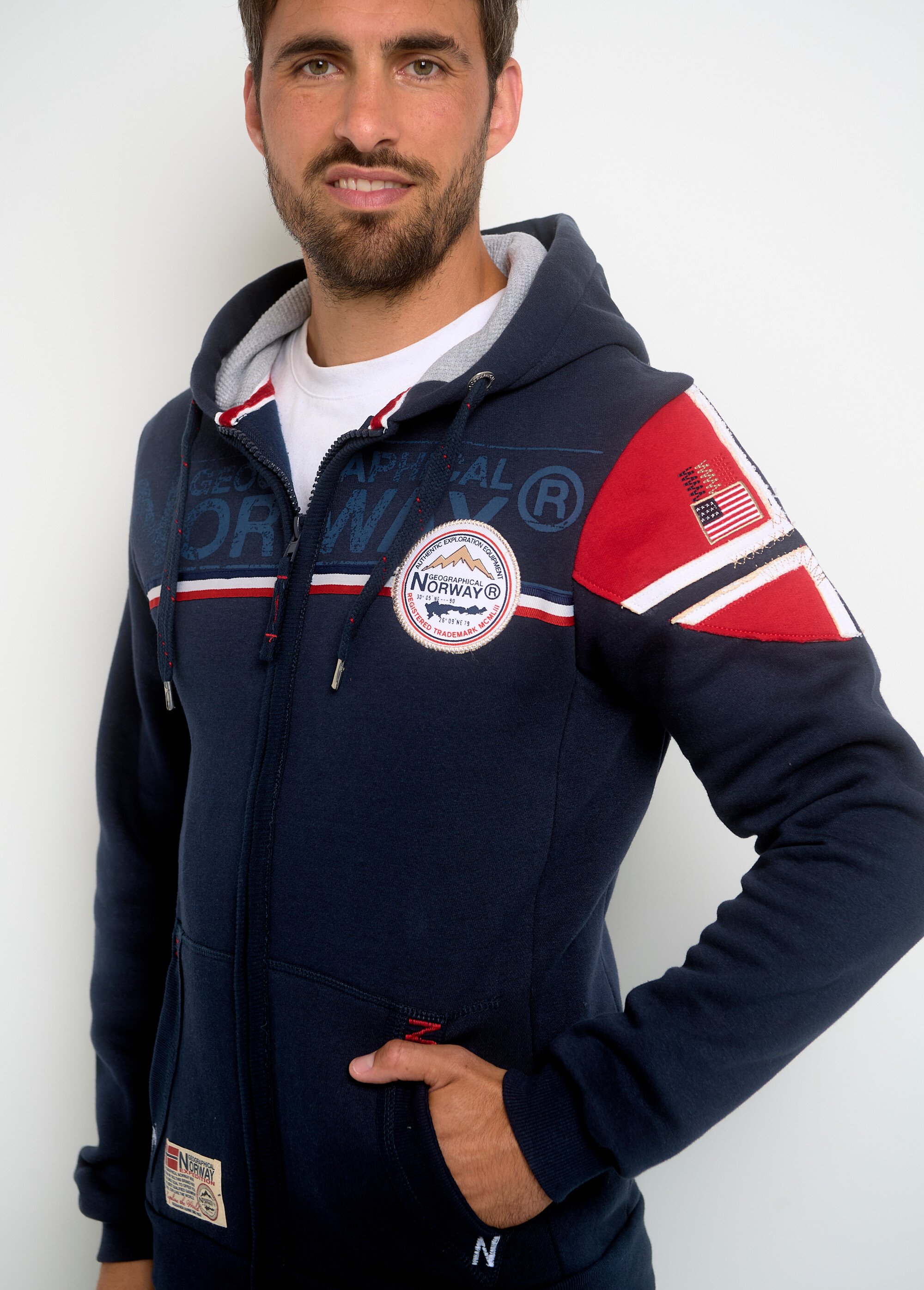 Sweat à capuche homme avec inscriptions Bleu ARTWU6374H/GN GA1