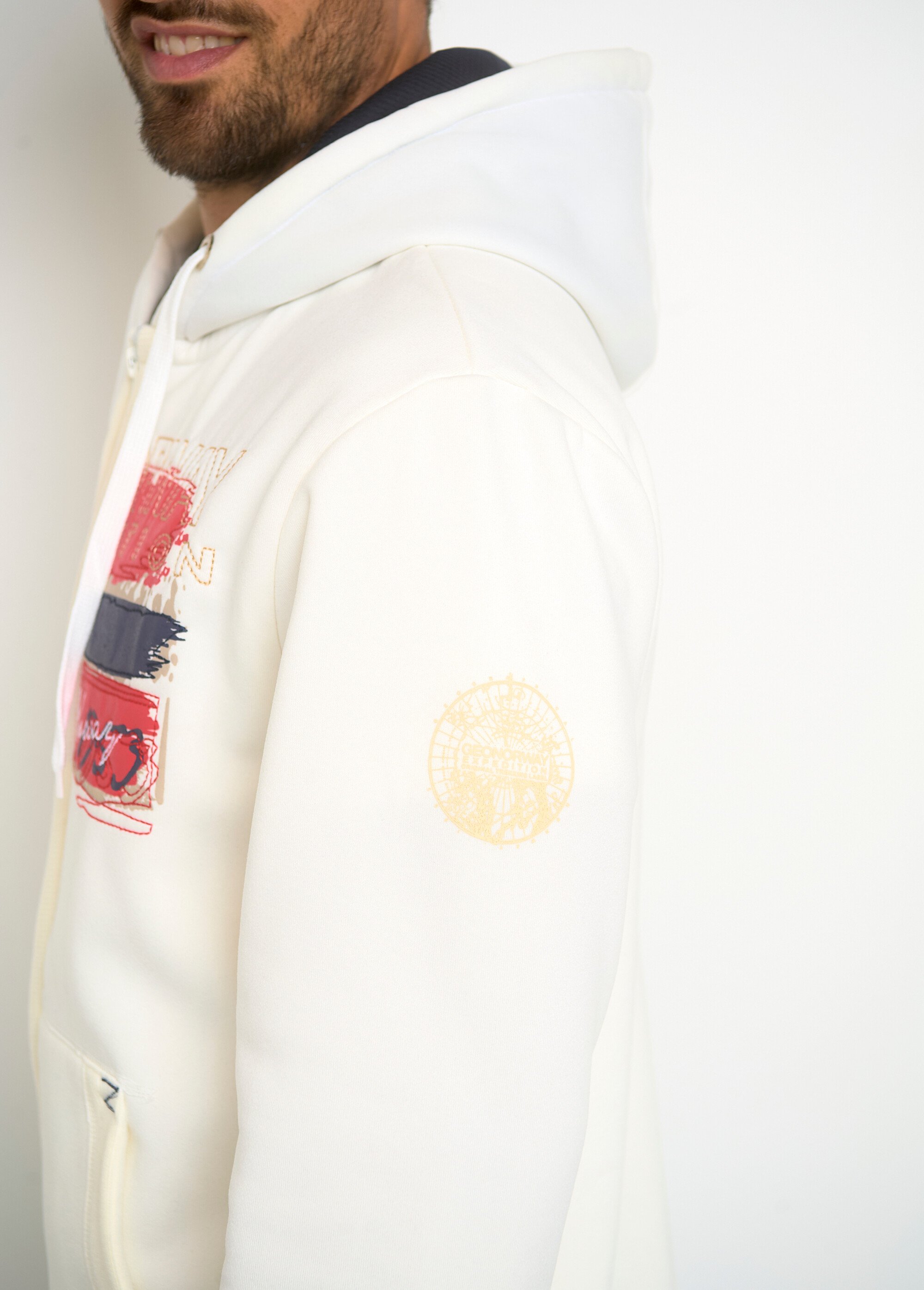 Sweat à capuche zippé poche kangourou Blanc ARTWU7910H/GNO GA1