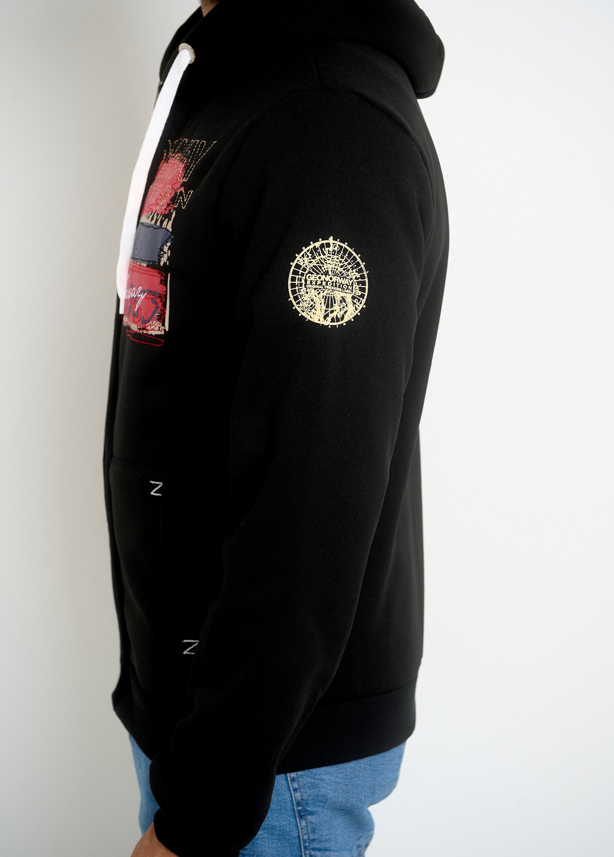 Sweat à capuche zippé poche kangourou Noir ARTWU7910H/GNO GA1