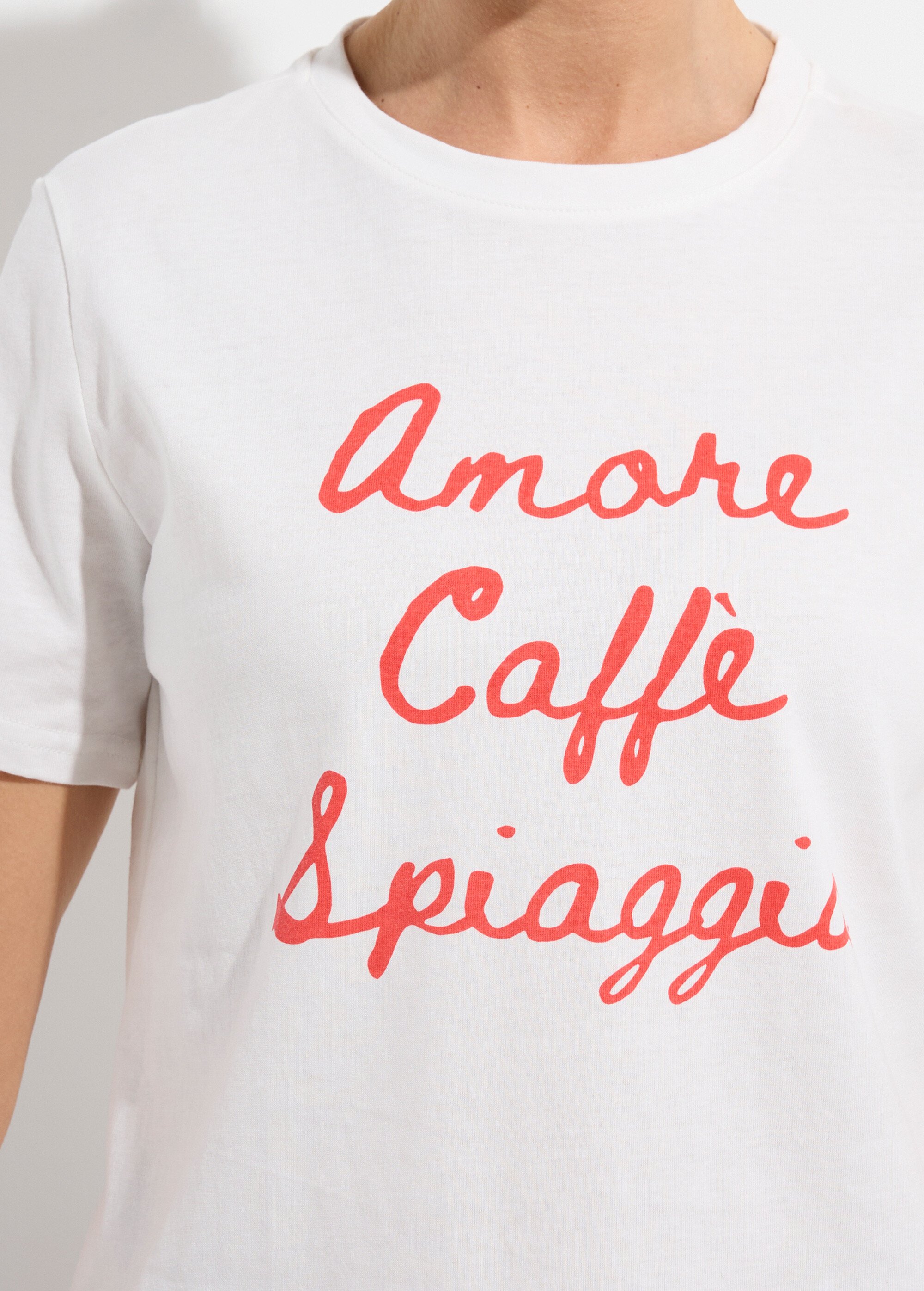 T-shirt blanc coton Amore Caffè Spiaggia