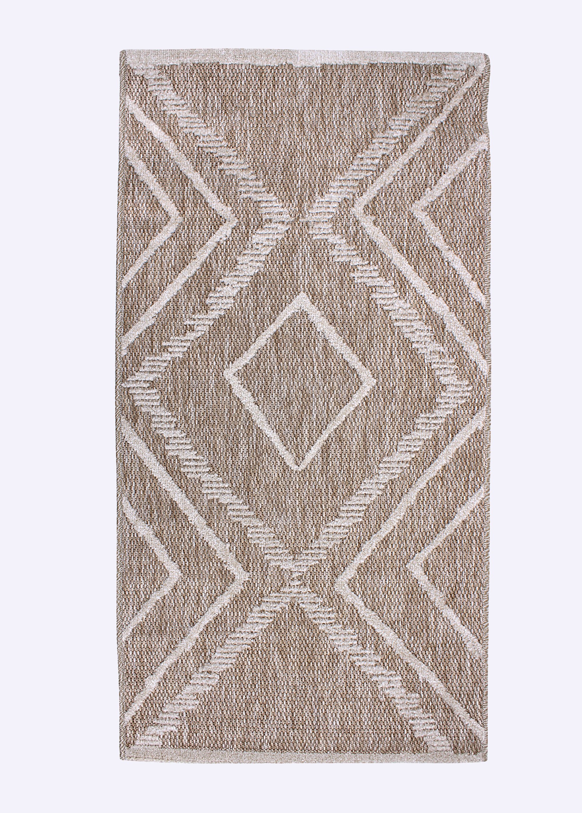 Tapis lirette motif ethnique, 110x60cm NATUREL BLANC NOR-13371 FA1