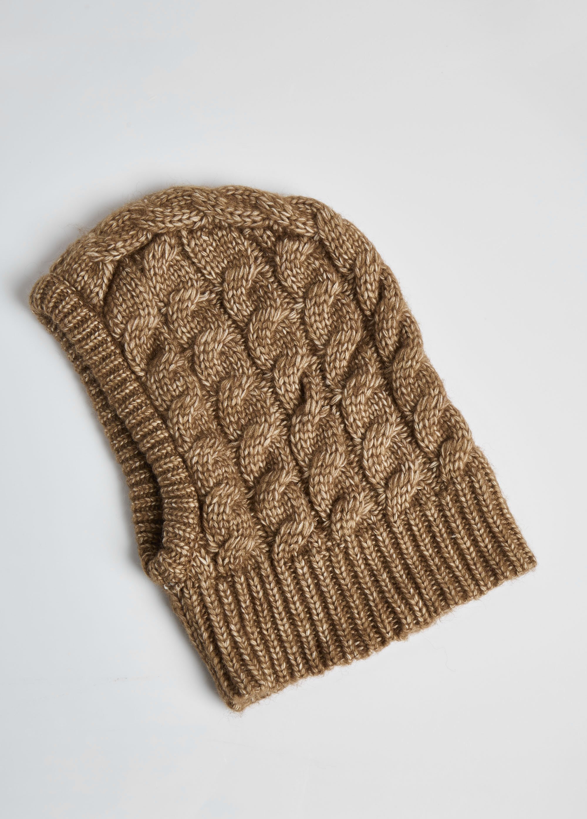 Cagoule chaude en maille tressée chinée Femme Marron ORMM1819 AP1