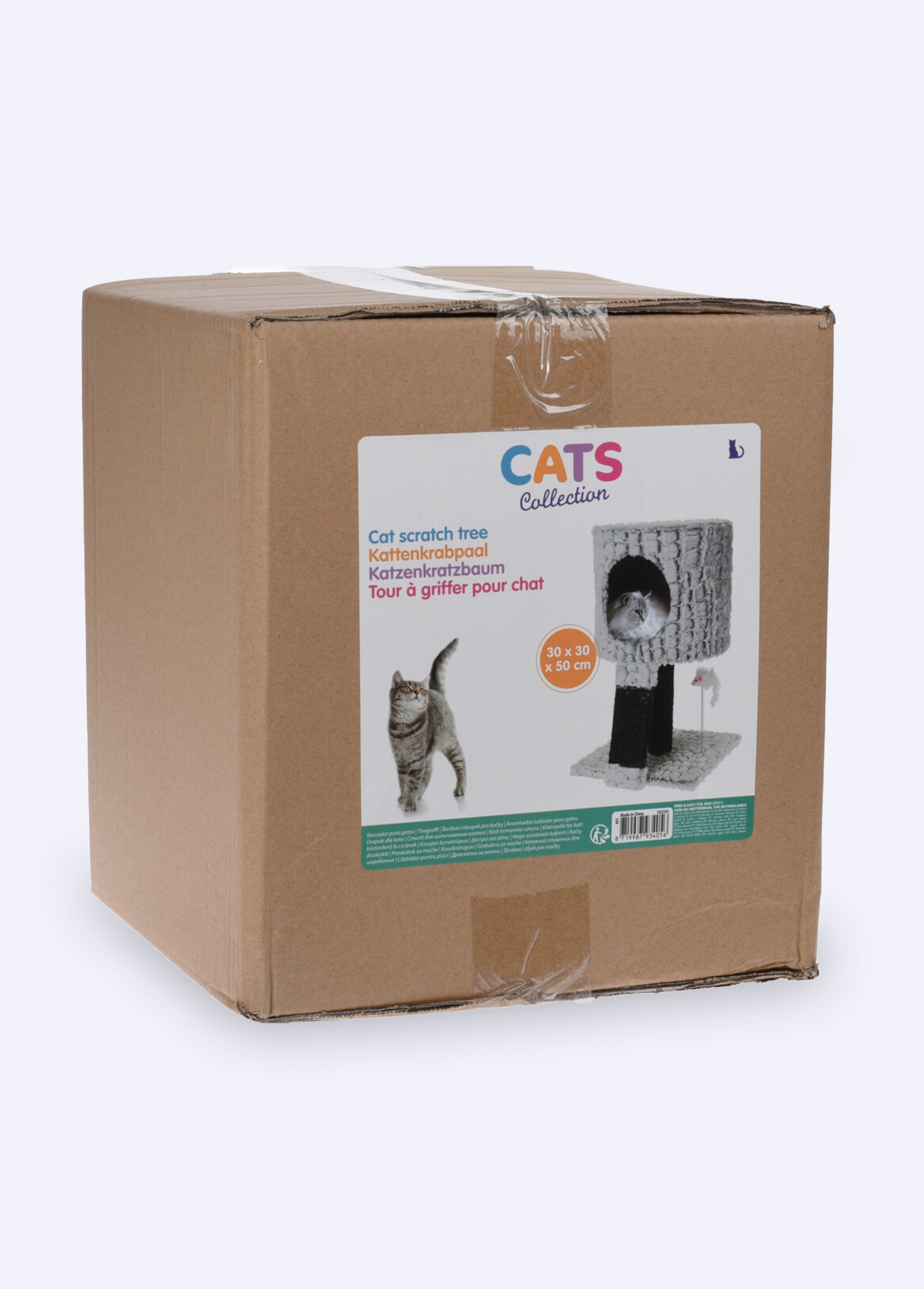 Arbre à chat en fausse fourrure GRIS KP-491400080 DE1