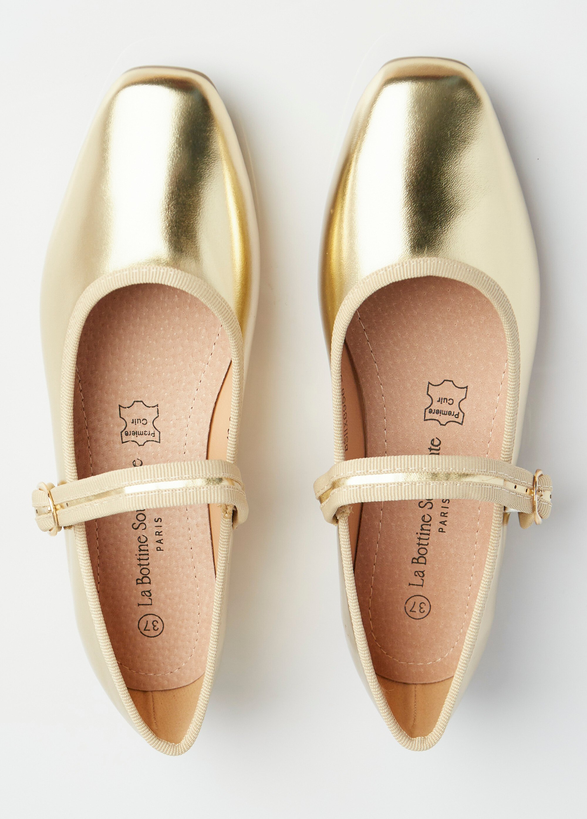 Ballerines style babies avec bout carré Femme Doré LBSBSHX8956 OV1