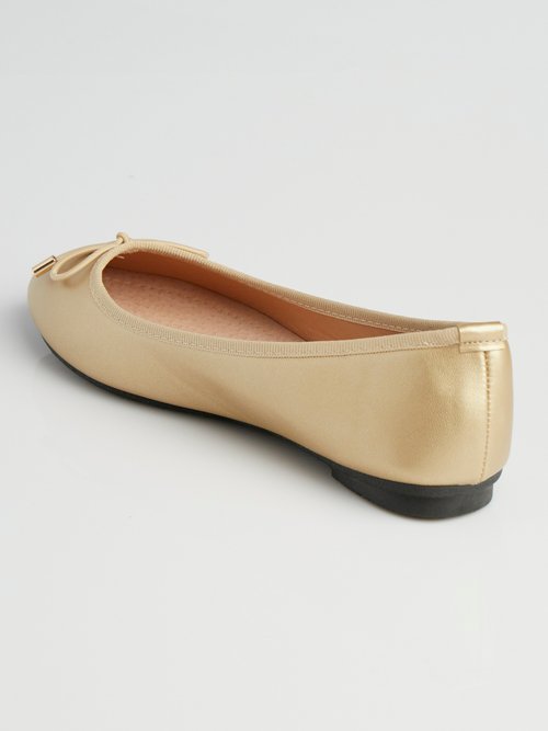 Ballerines talon plat et petit noeud Femme Doré LBSBSHX0239 DO1