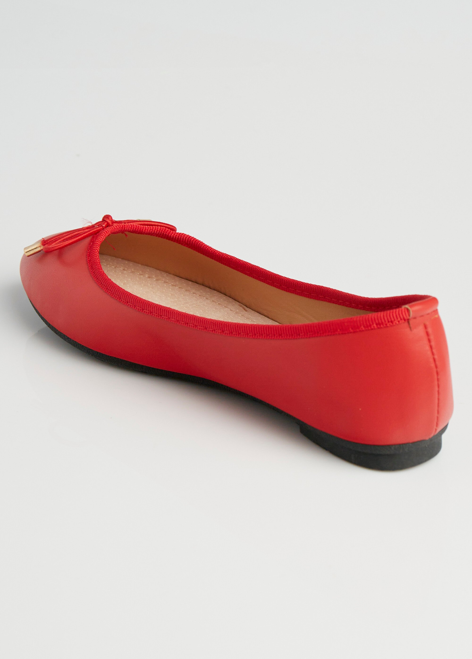 Ballerines talon plat et petit noeud Femme Rouge LBSBSHX0239 DO1