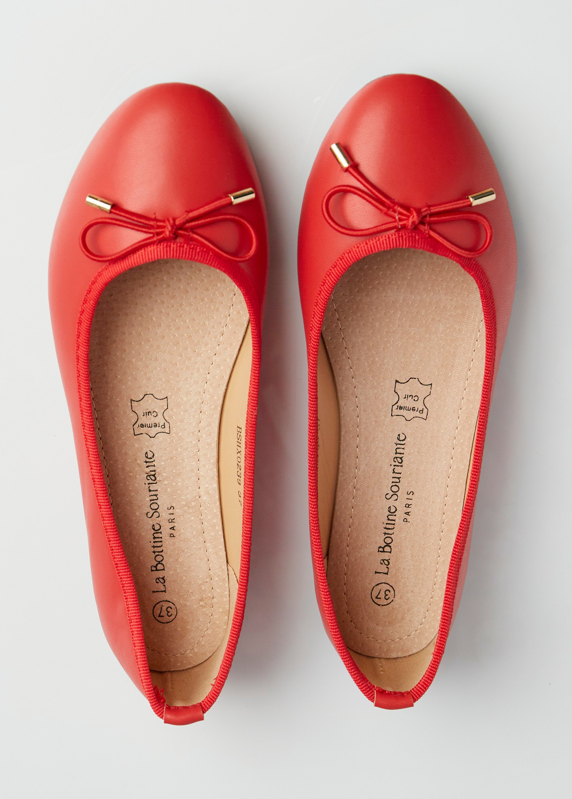 Ballerines talon plat et petit noeud Femme Rouge LBSBSHX0239 OV1