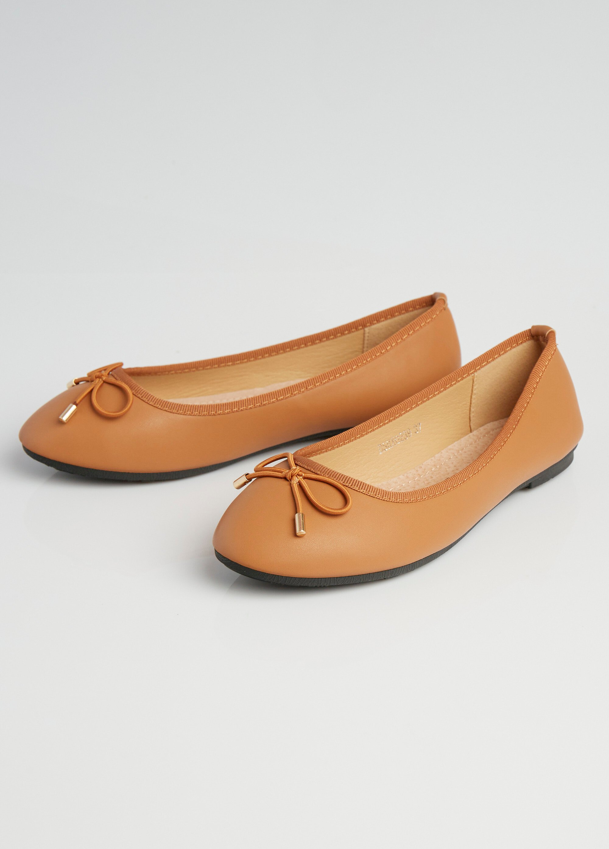 Ballerines talon plat et petit noeud Femme Marron LBSBSHX0239 DE1