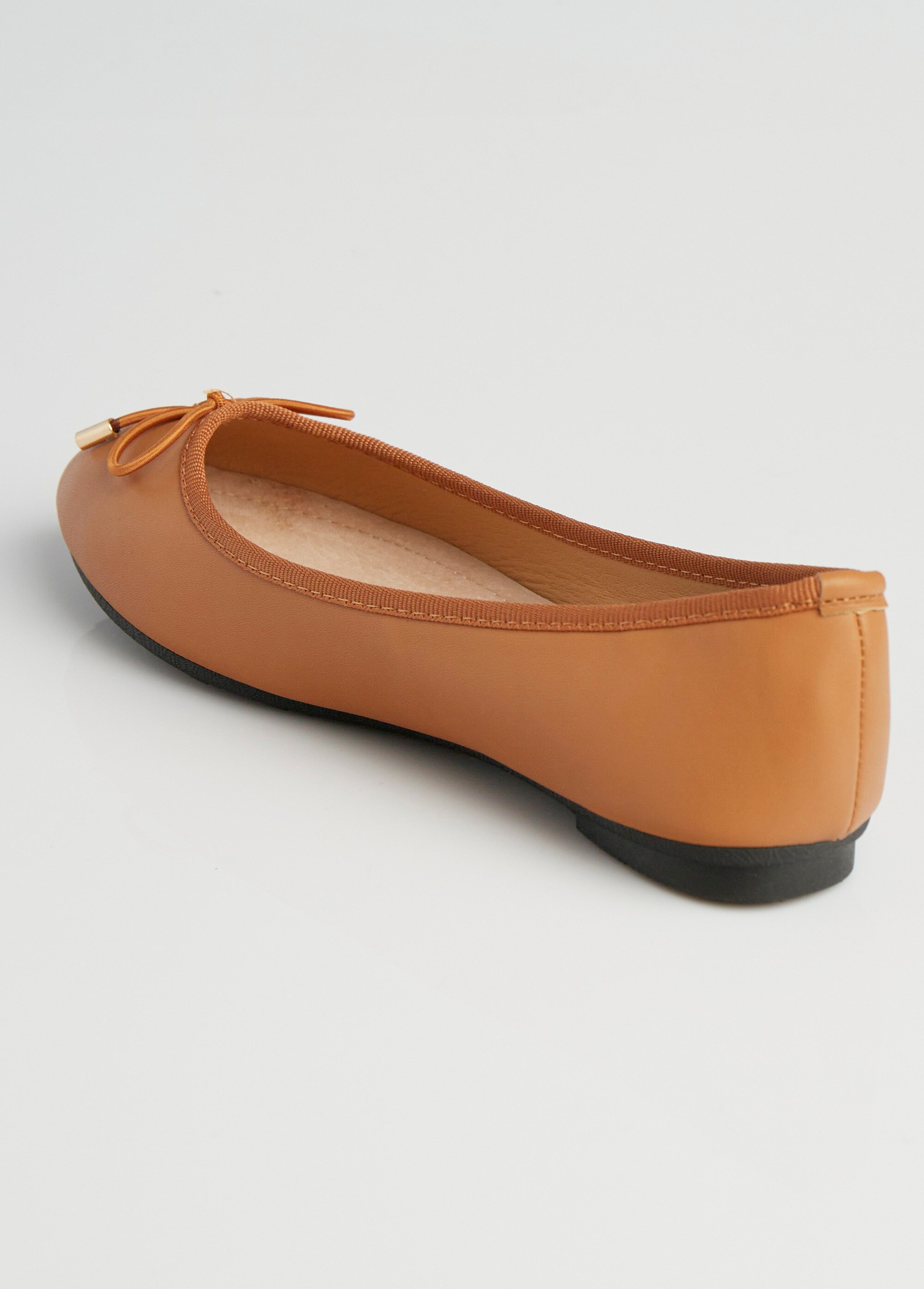 Ballerines talon plat et petit noeud Femme Marron LBSBSHX0239 DO1