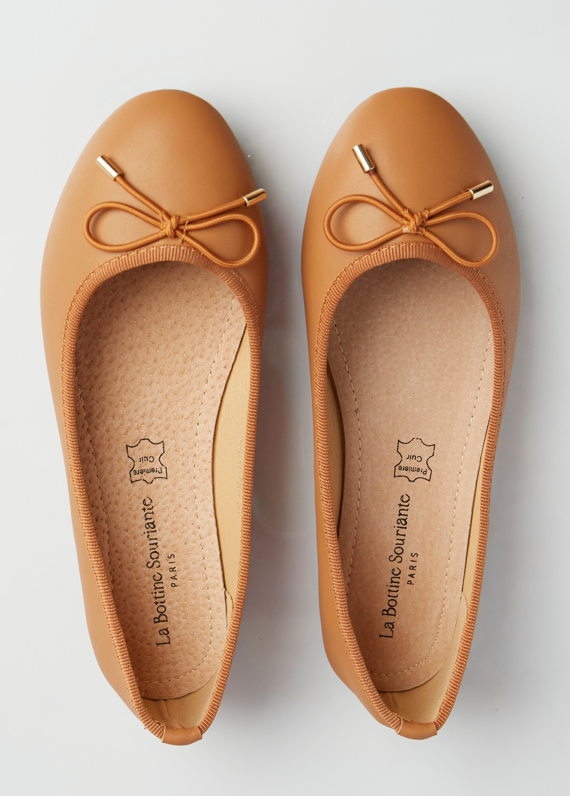 Ballerines talon plat et petit noeud Femme Marron LBSBSHX0239 OV1