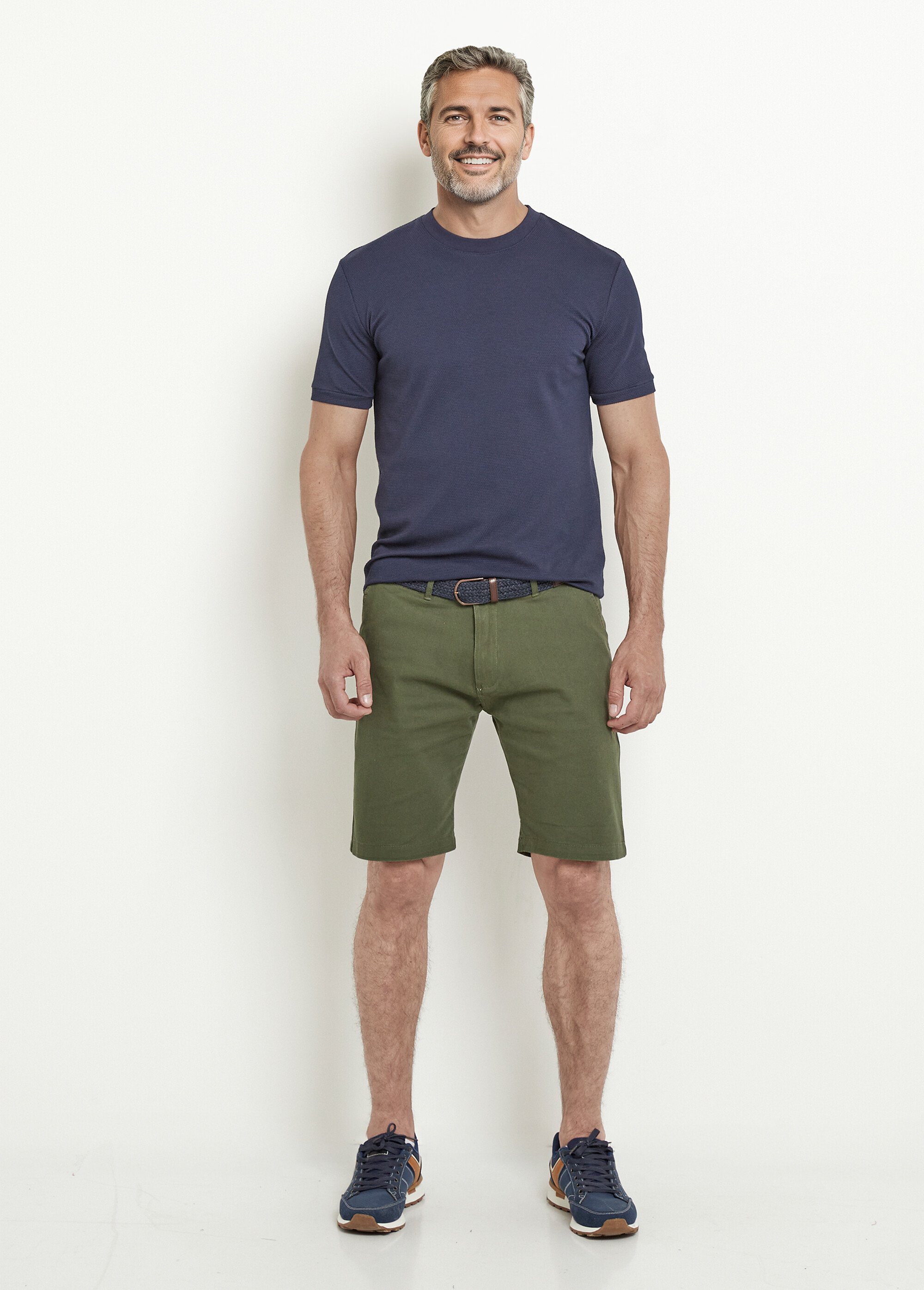 Stradivarius - Mini jupe-short chic à rayures et ceinture - Bleu foncé