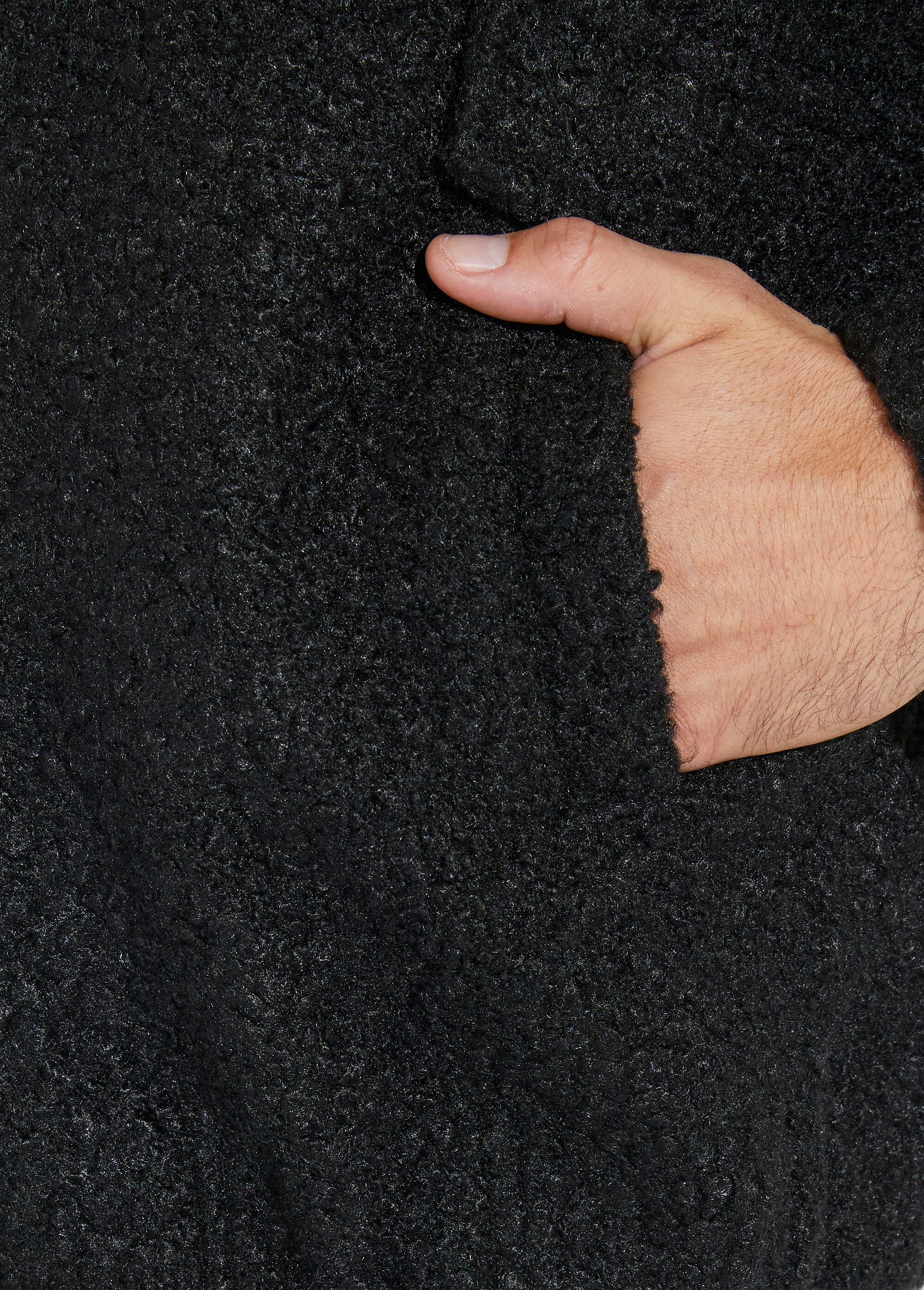 Blouson façon peau lainée, col montant Homme Noir UNIXH-8912 DE2