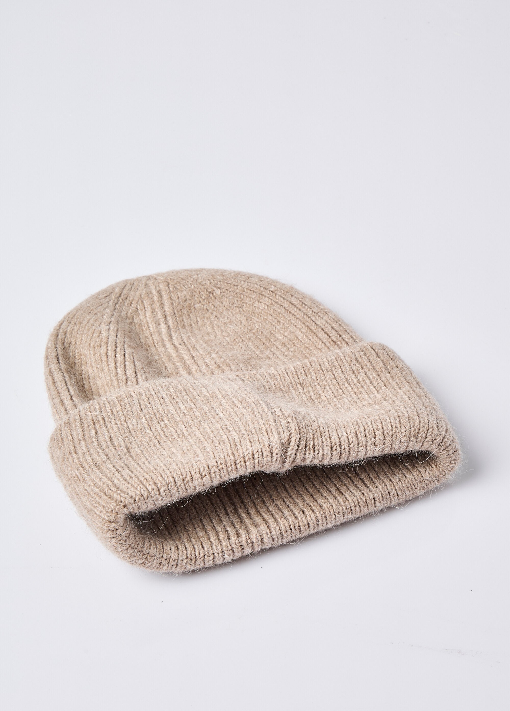 Bonnet en maille cotelée avec angora Femme Marron ORM2600 DE1