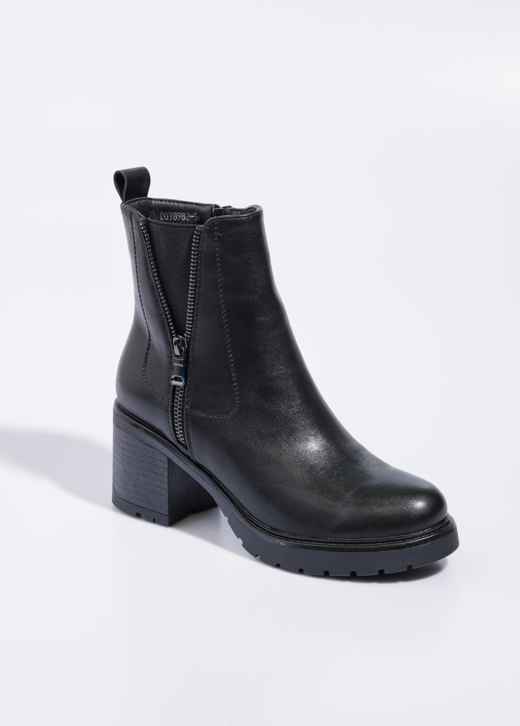 Boots à talon semelle crantée et zips