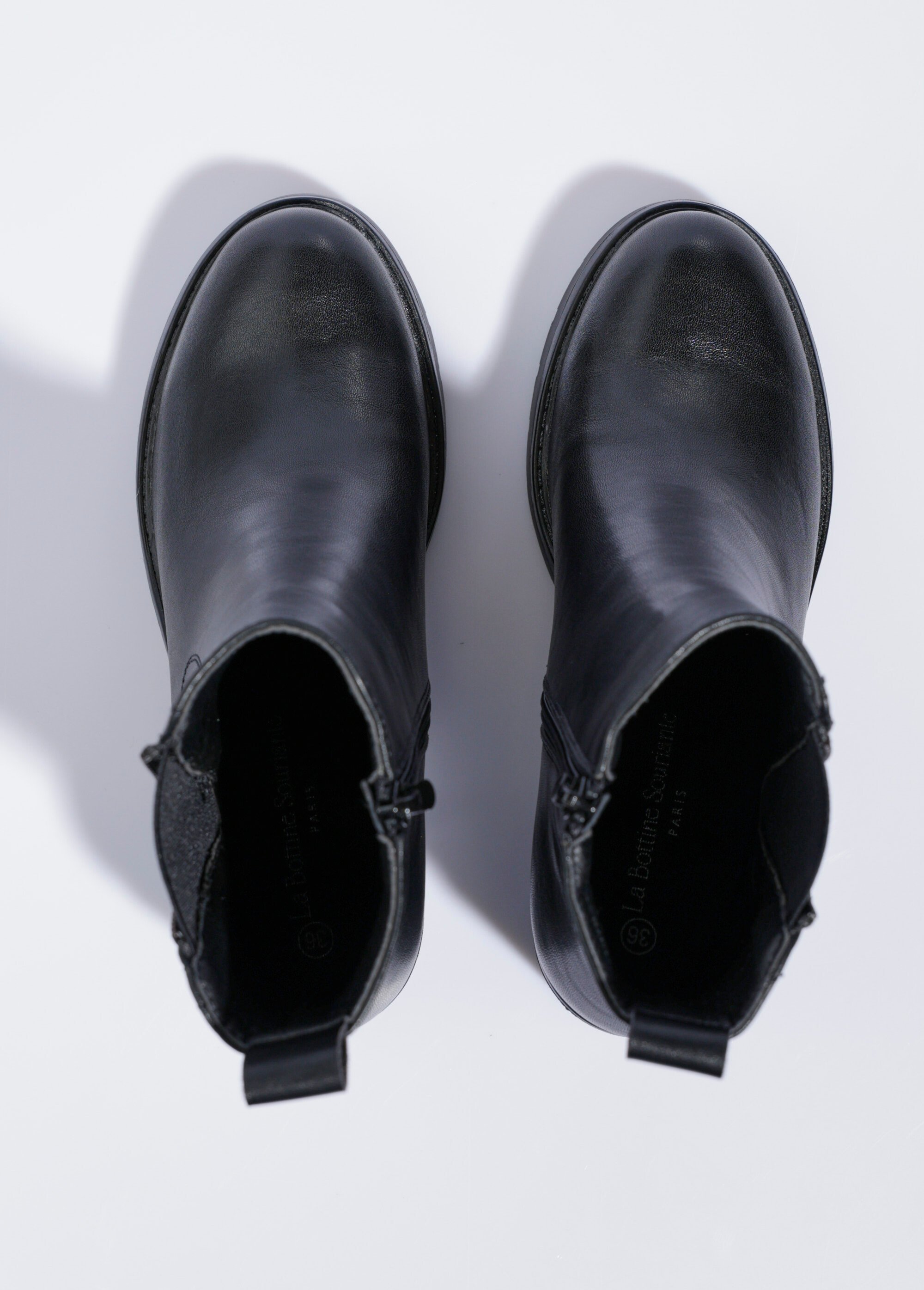 Boots à talon semelle crantée et zips Femme Noir LBSDQY8982 OV1