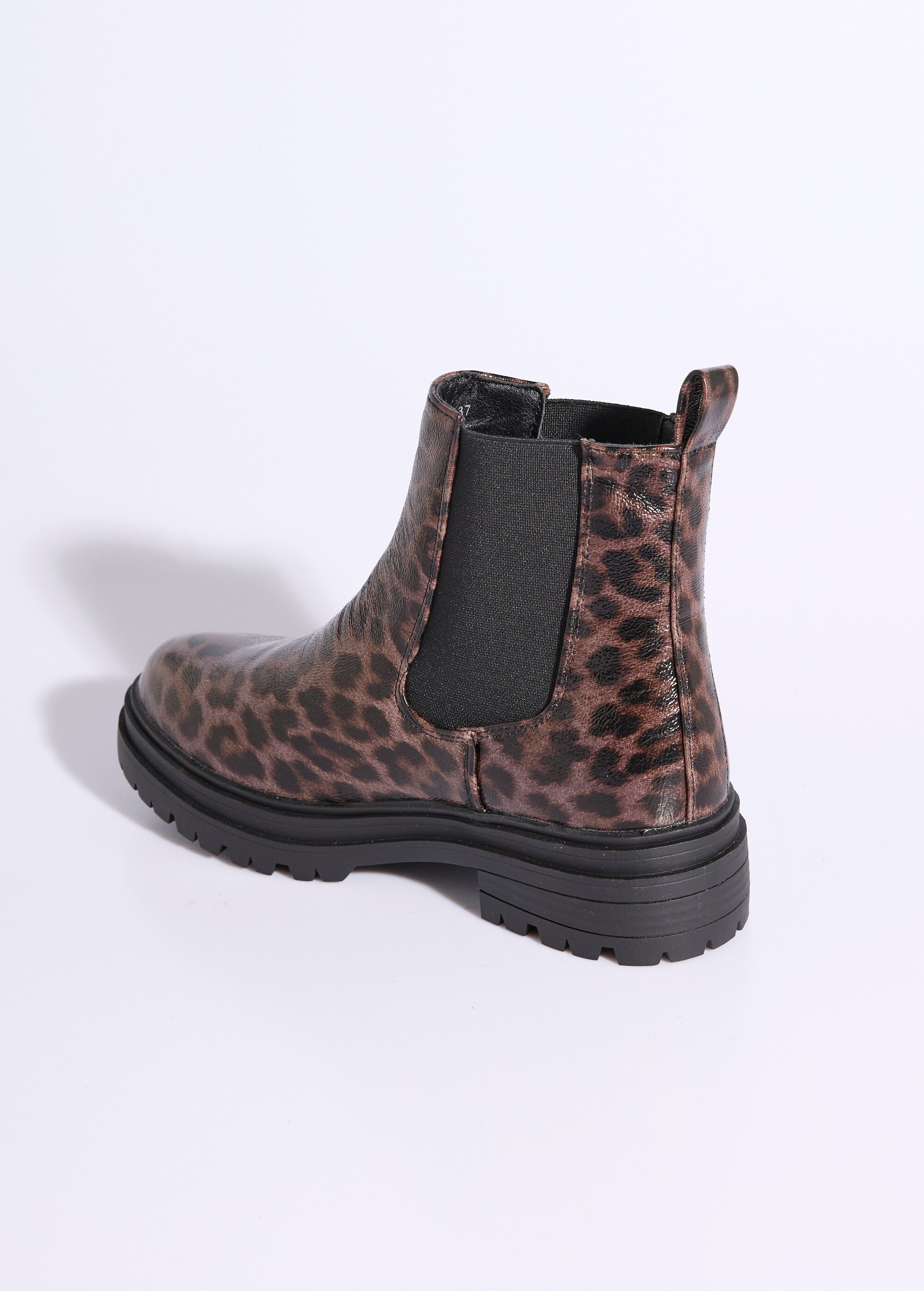 Boots Chelsea compensées imprimé léopard Femme Noir JPTDF-5336 DO1