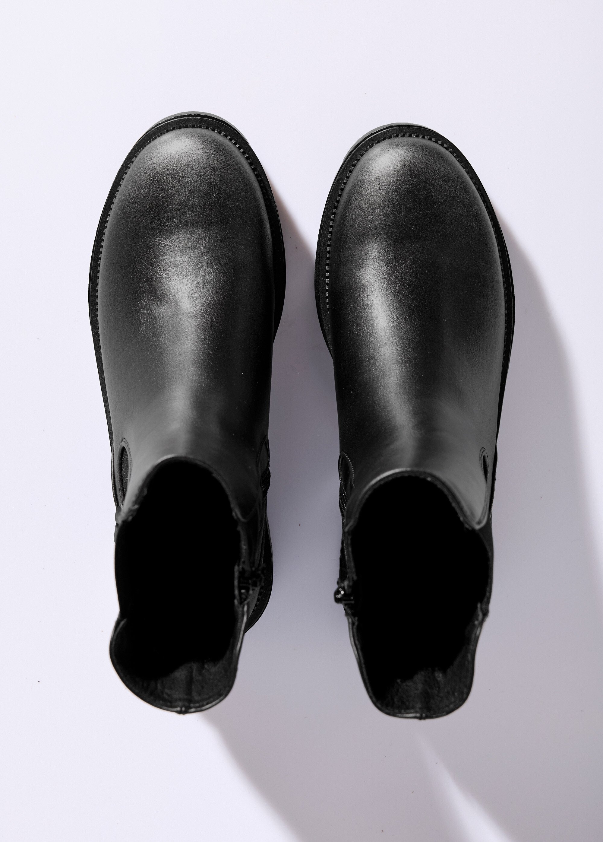 Boots Chelsea montantes semelle crantée Femme Noir JPTDF-5301 OV1