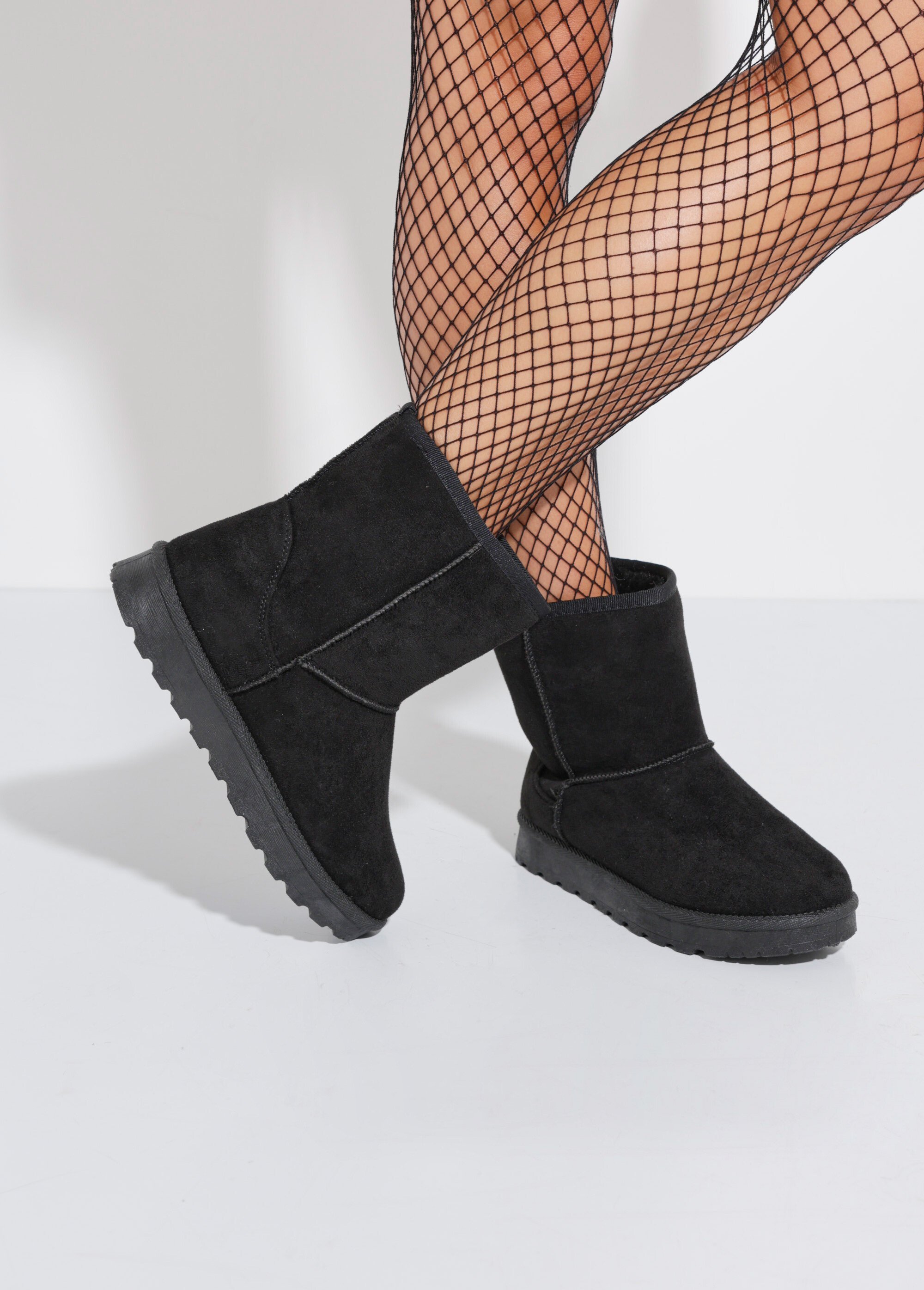 Boots fourrées chaudes semelle compensée Femme Noir LBSDMB6126 SF1