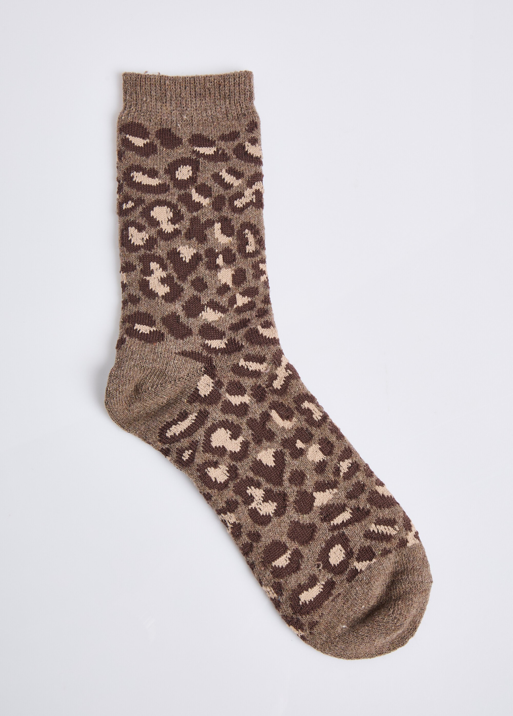 Chaussettes motif léopard avec laine Femme Marron AST300320 DE1
