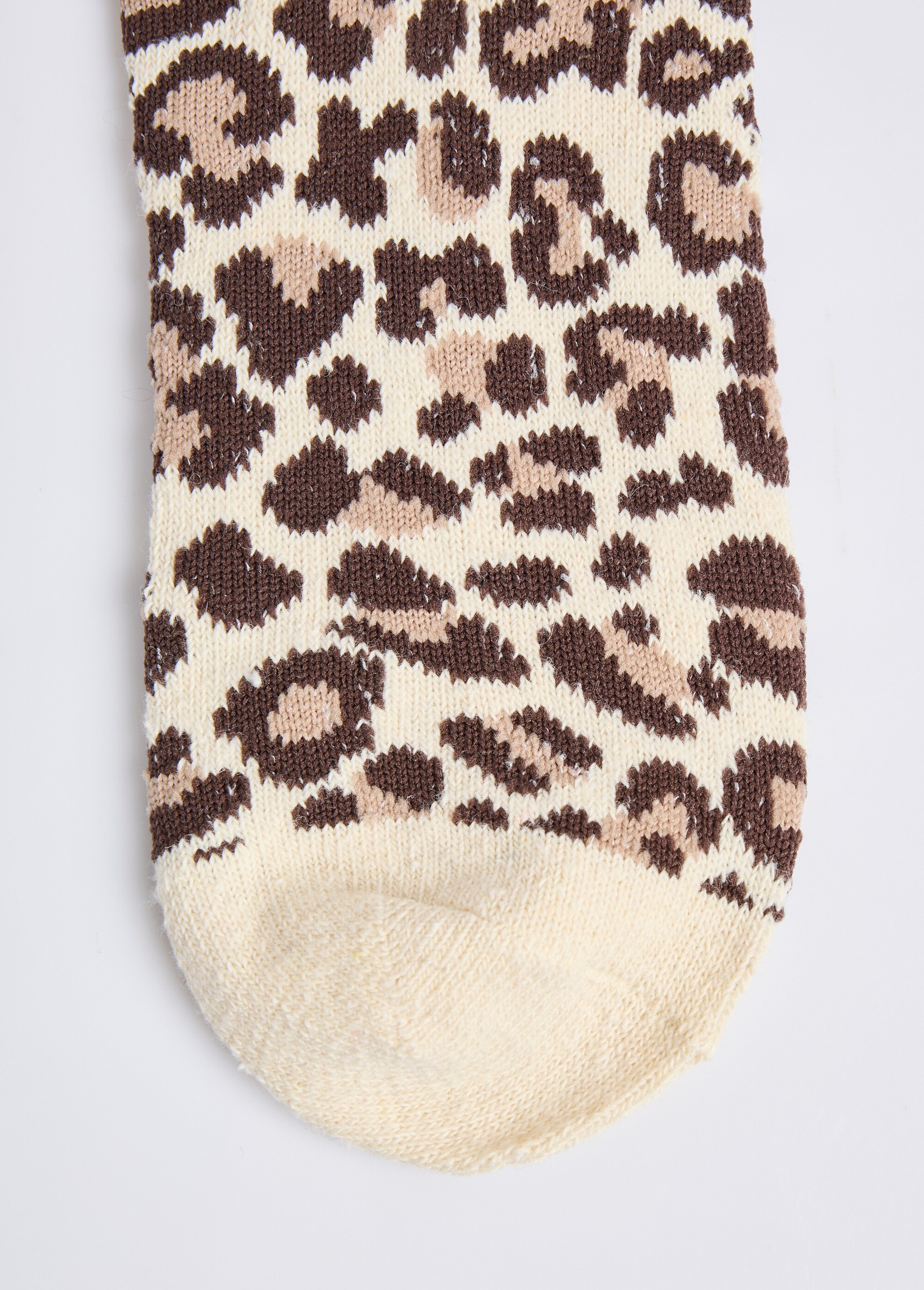 Chaussettes motif léopard avec laine Femme Beige AST300320 DE3