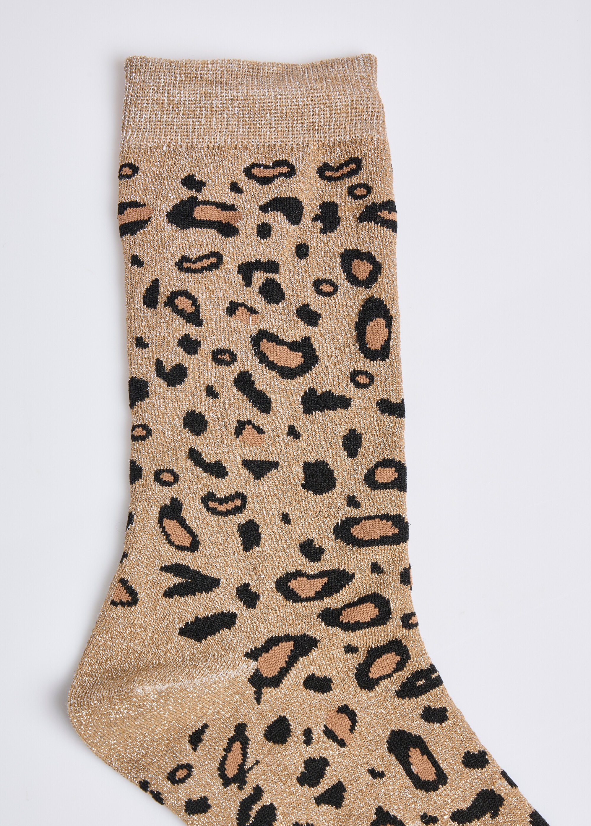 Chaussettes pailletées motif léopard Femme Beige AST3003201 DE2