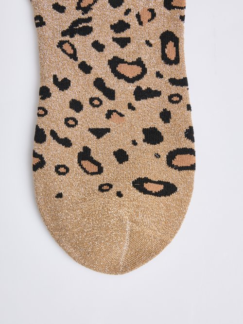 Chaussettes pailletées motif léopard Femme Beige AST3003201 DE3
