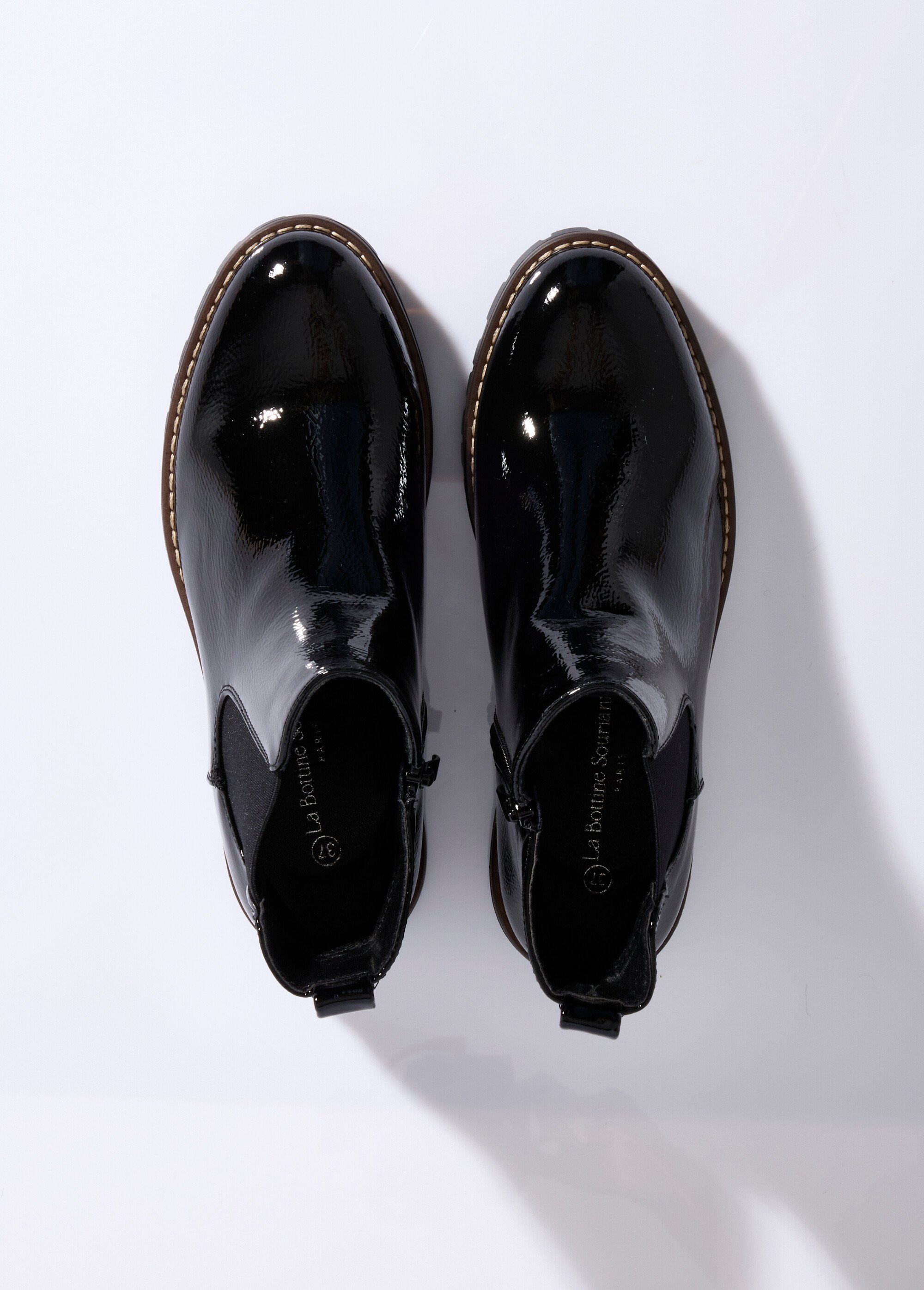 Chelsea boots fantaisie semelle crantée Femme Noir LBSDMLM8306 OV1