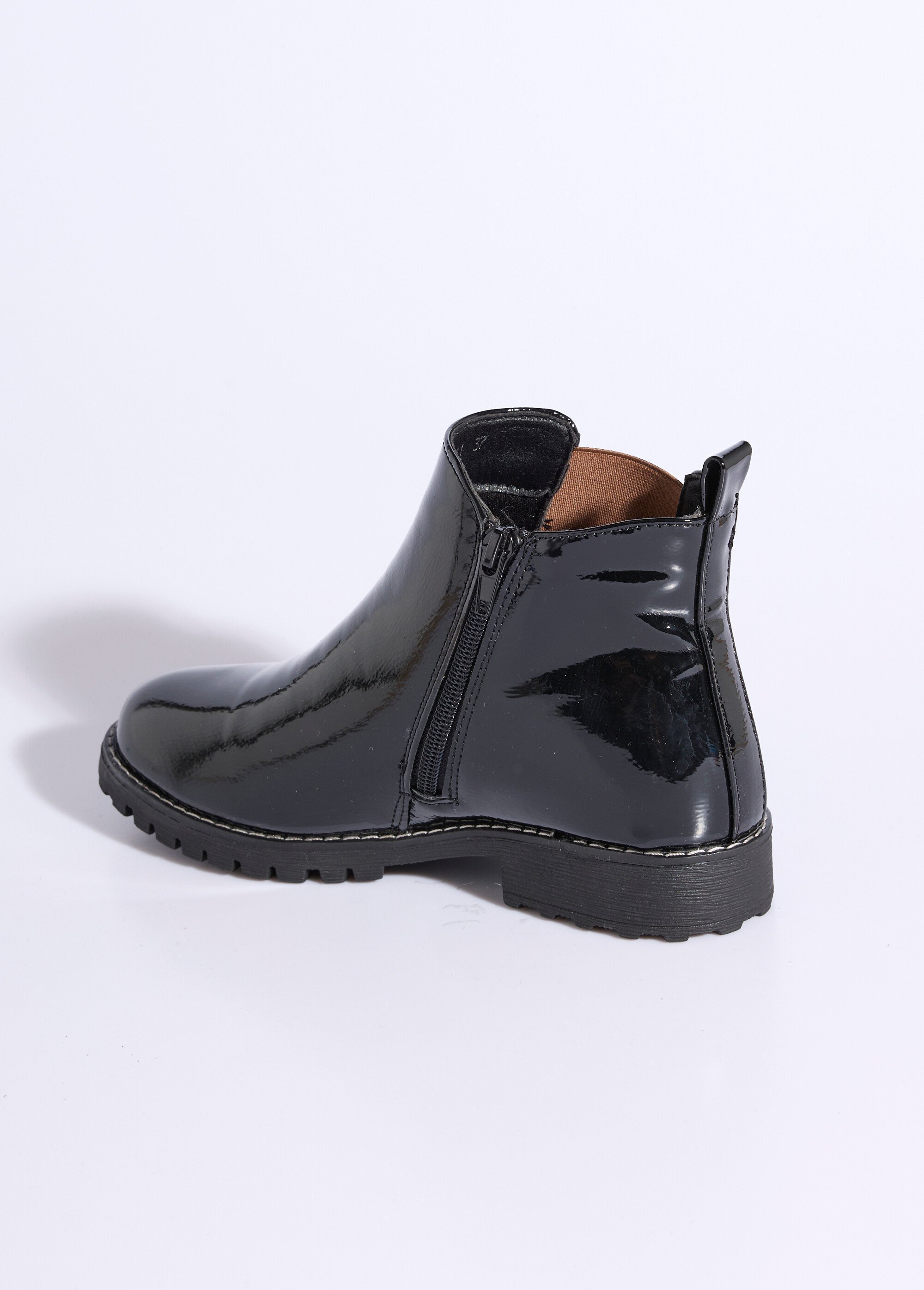 Chelsea boots vernies élastiques léopard Femme Noir JPTDF-5311 DO1