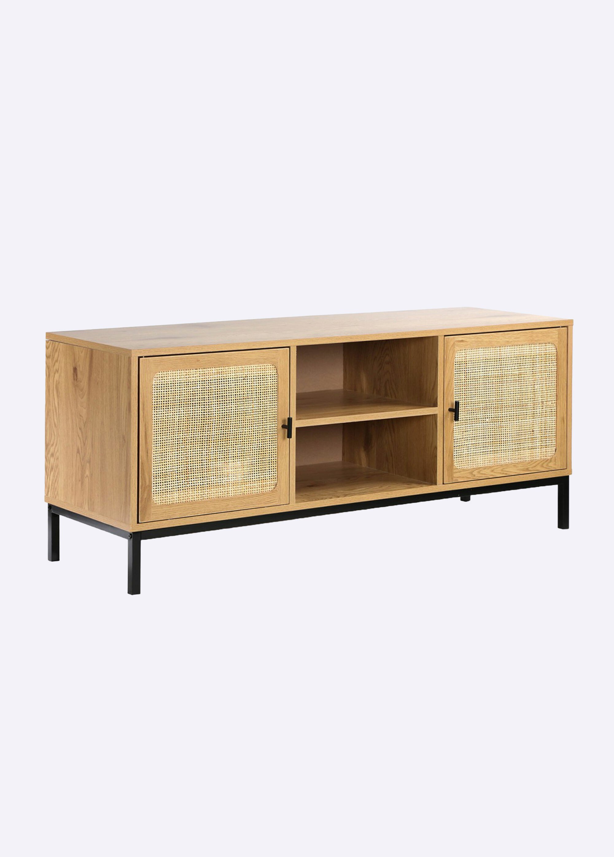 JAYA Meuble TV avec décor en rotin BEIGE CAL-12419133 FA1