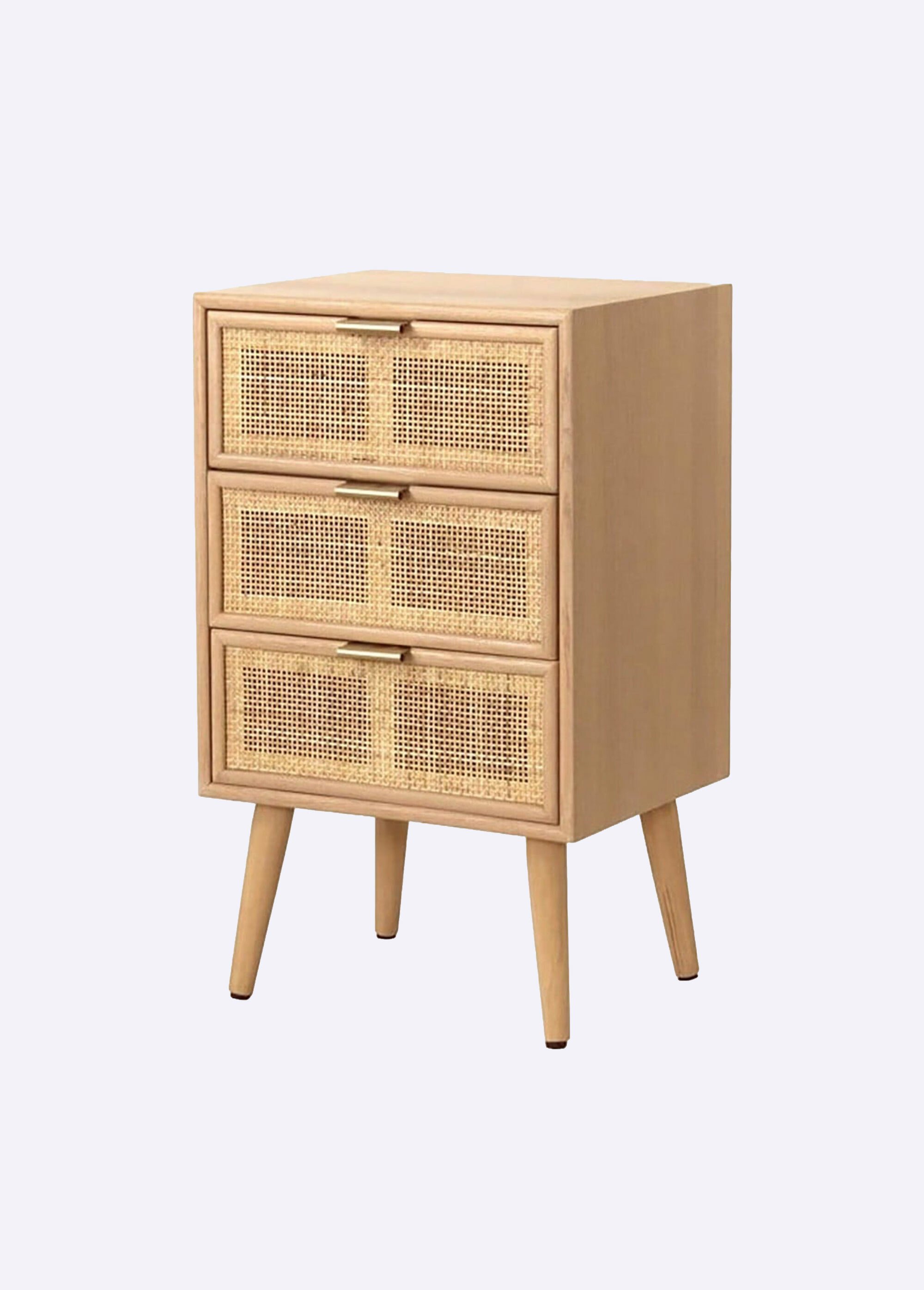 MIYA Chevet 3 tiroirs, tramé cannage