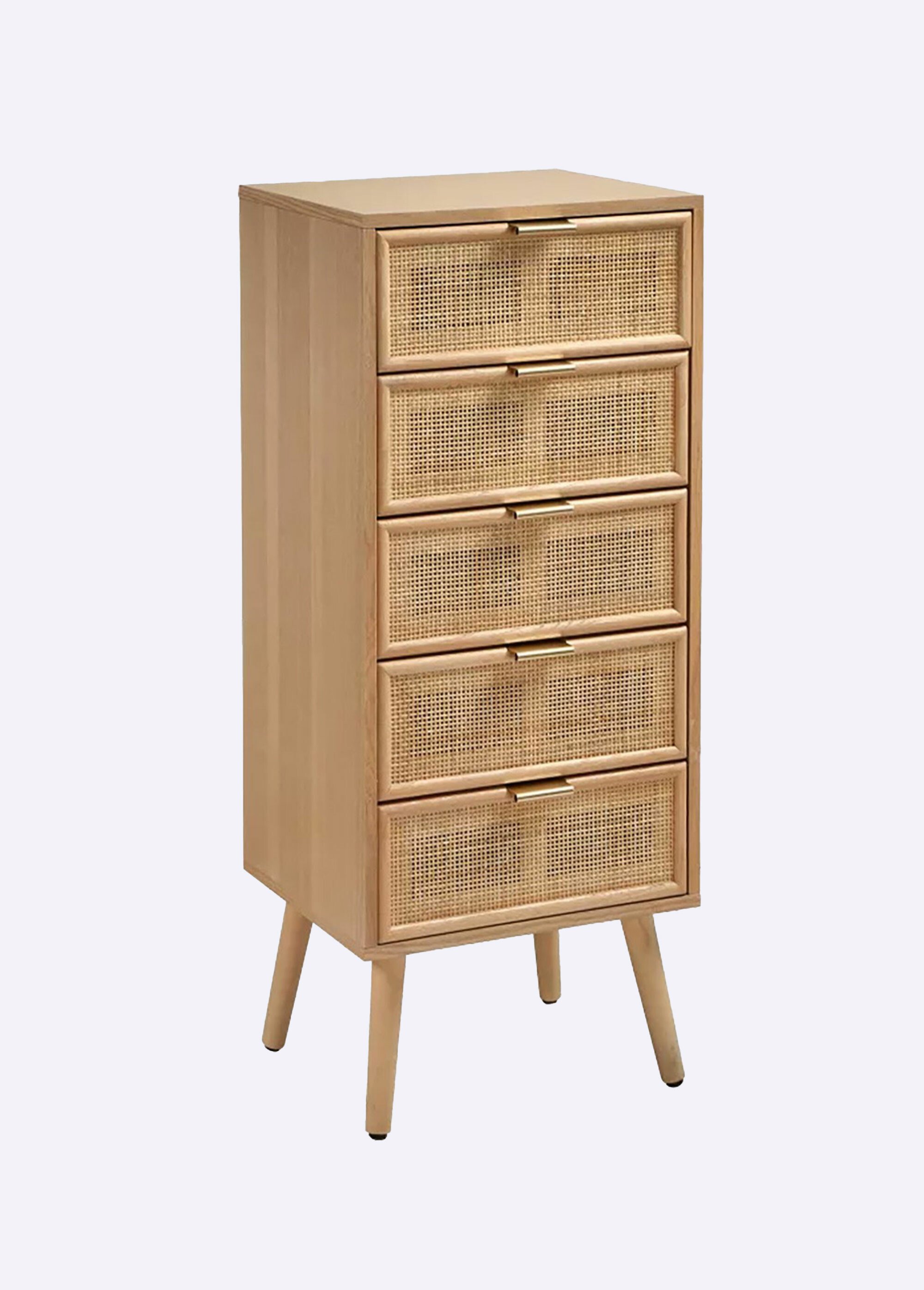 MIYA Chiffonier 5 tiroirs, tramé cannage BEIGE CAL-13080133 FA1