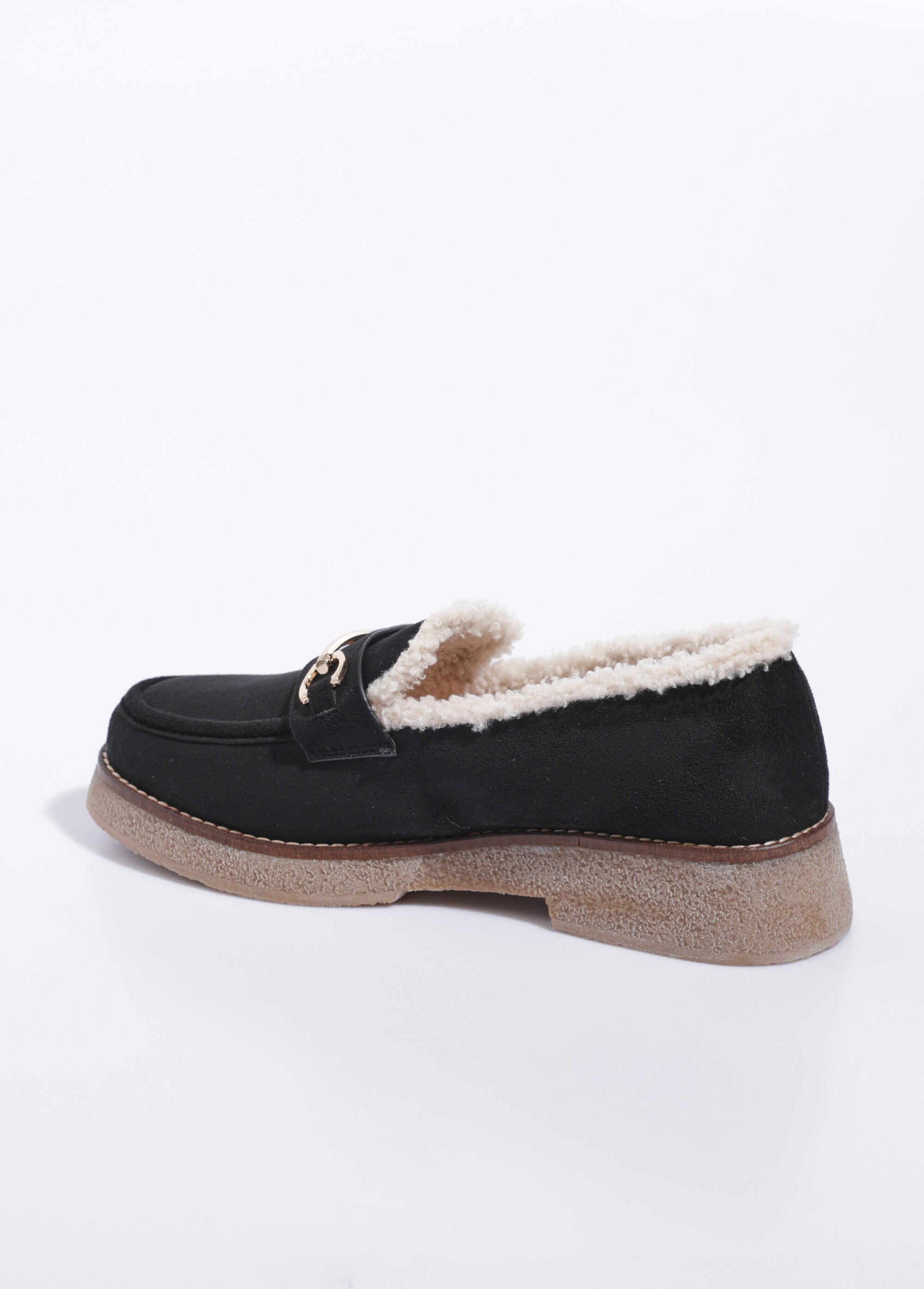 Mocassins fourrés semelle aspect crêpe