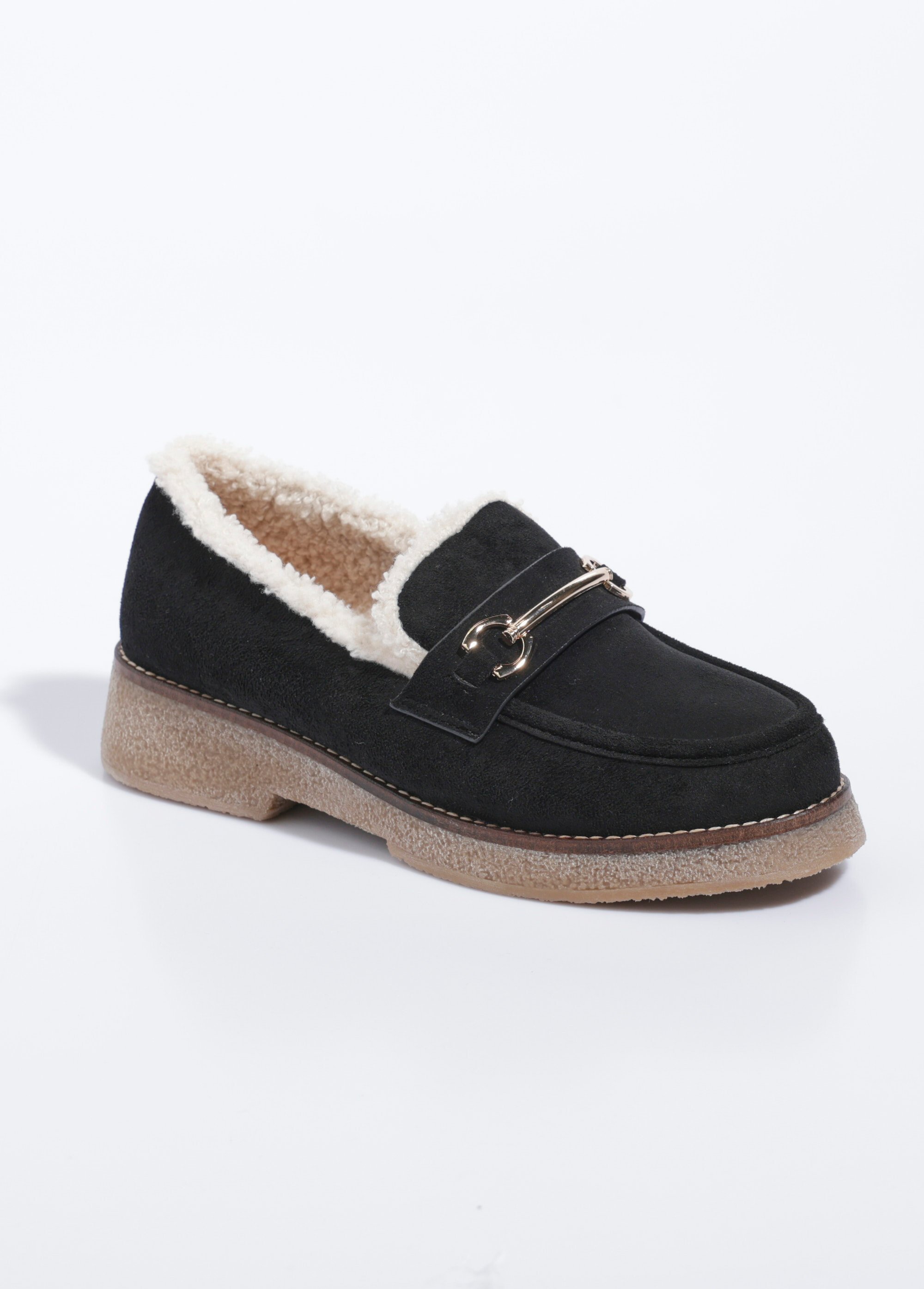 Mocassins fourrés semelle aspect crêpe