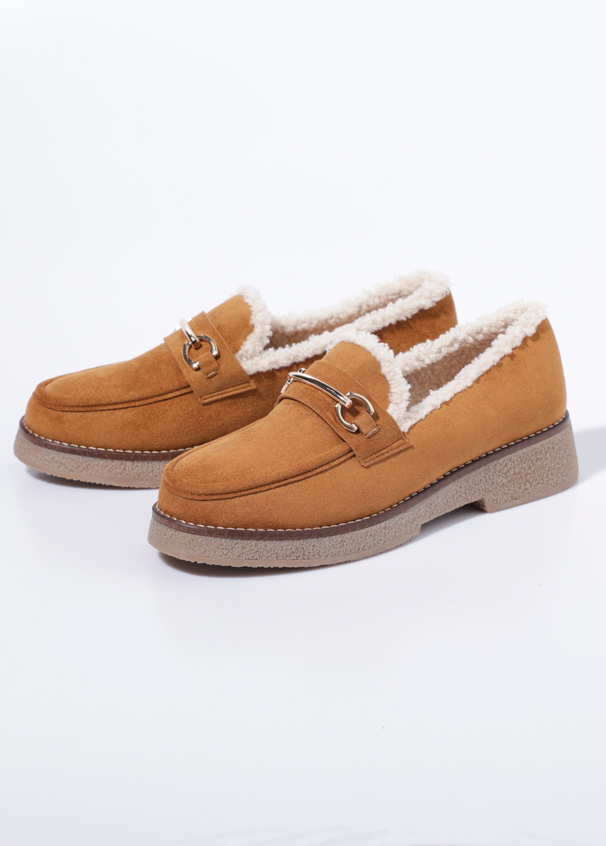 Mocassins fourrés semelle aspect crêpe