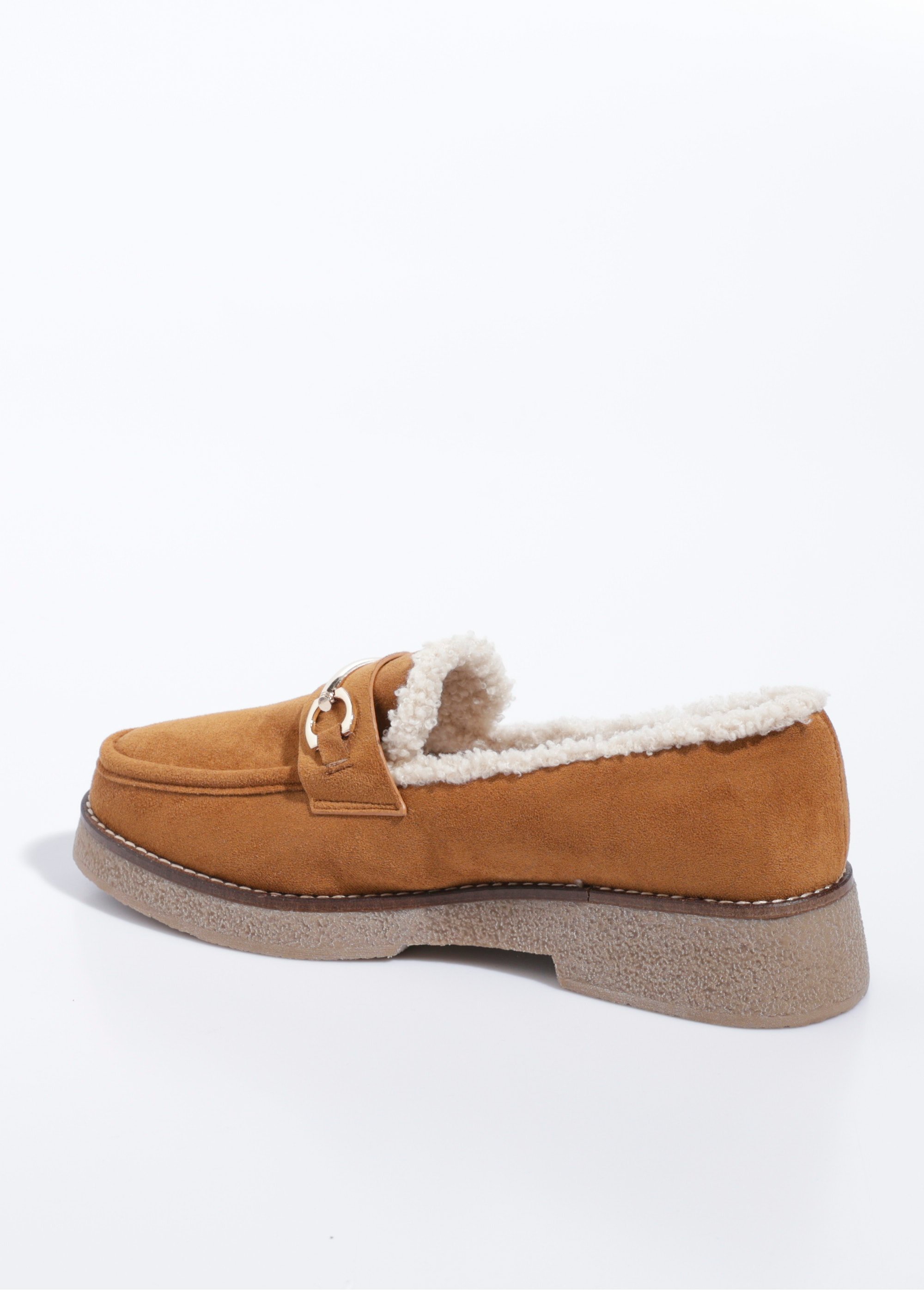 Mocassins fourrés semelle aspect crêpe