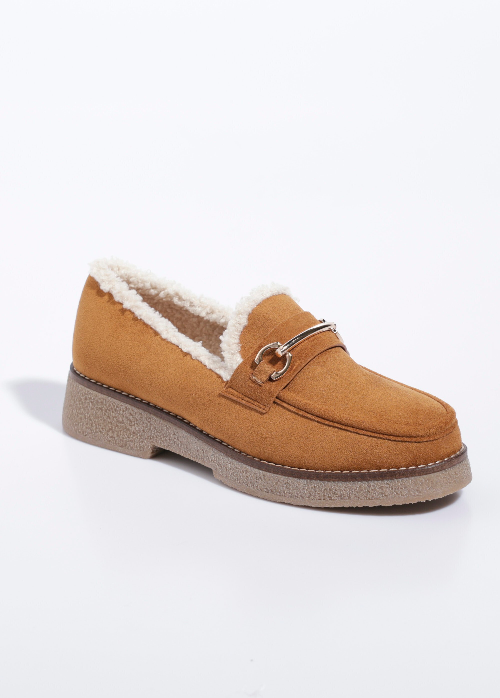 Mocassins fourrés semelle aspect crêpe