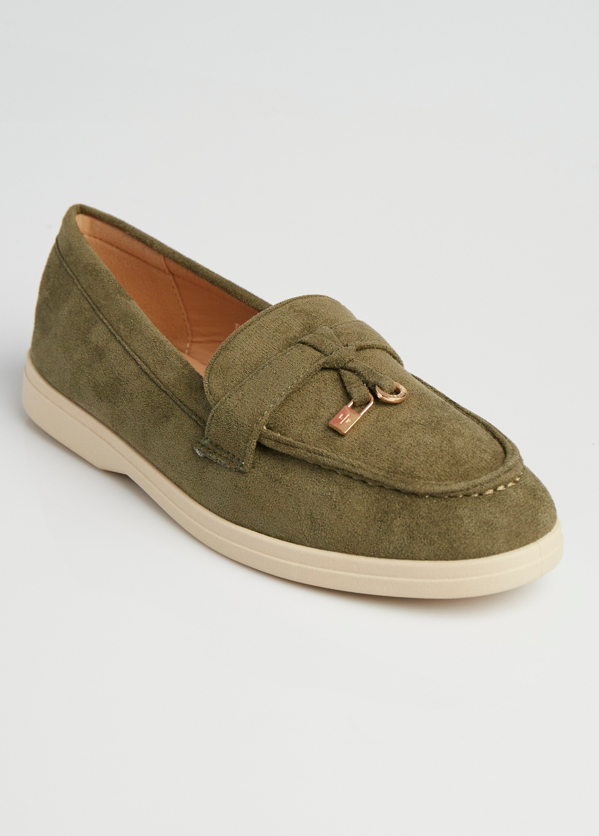 Mocassins style loafers aspect daim Femme Vert LBSDXJ9038 FA1