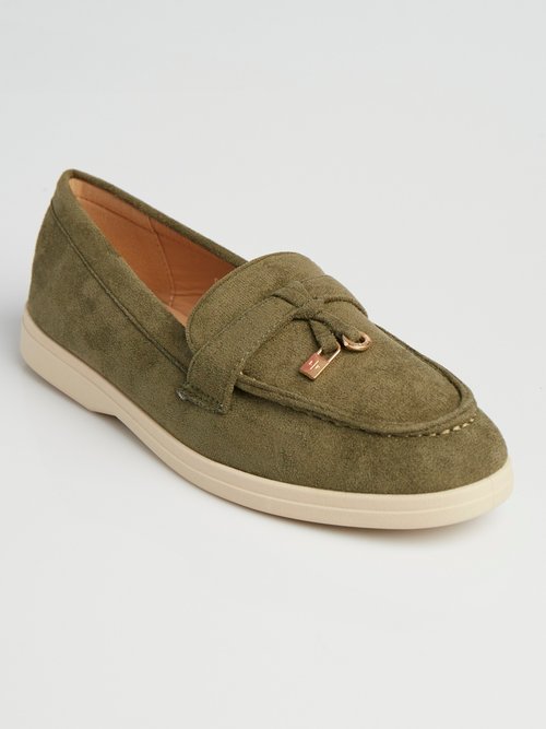 Mocassins style loafers aspect daim Femme Vert LBSDXJ9038 FA1