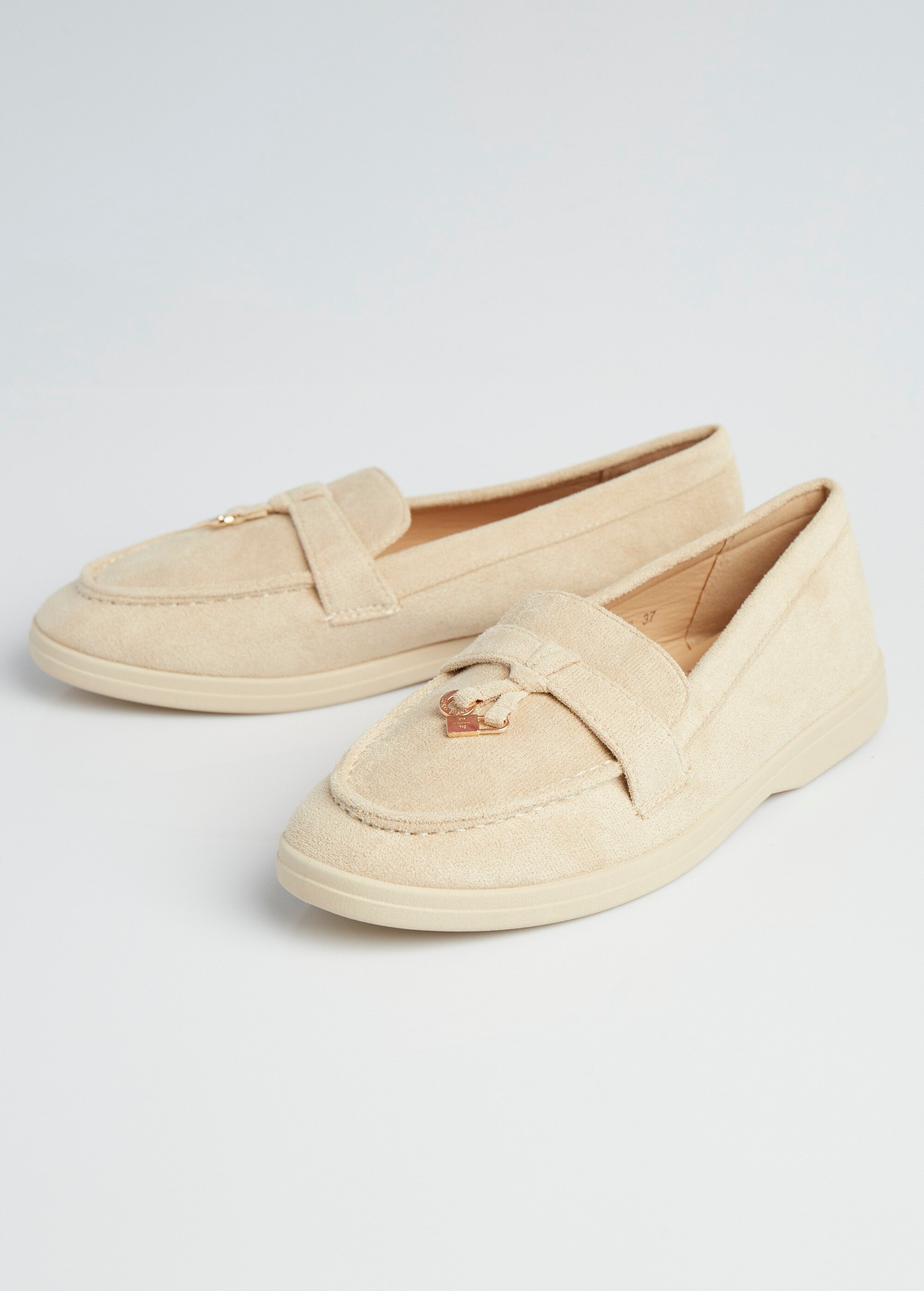 Mocassins style loafers aspect daim Femme BIEGE LBSDXJ9038 DE1