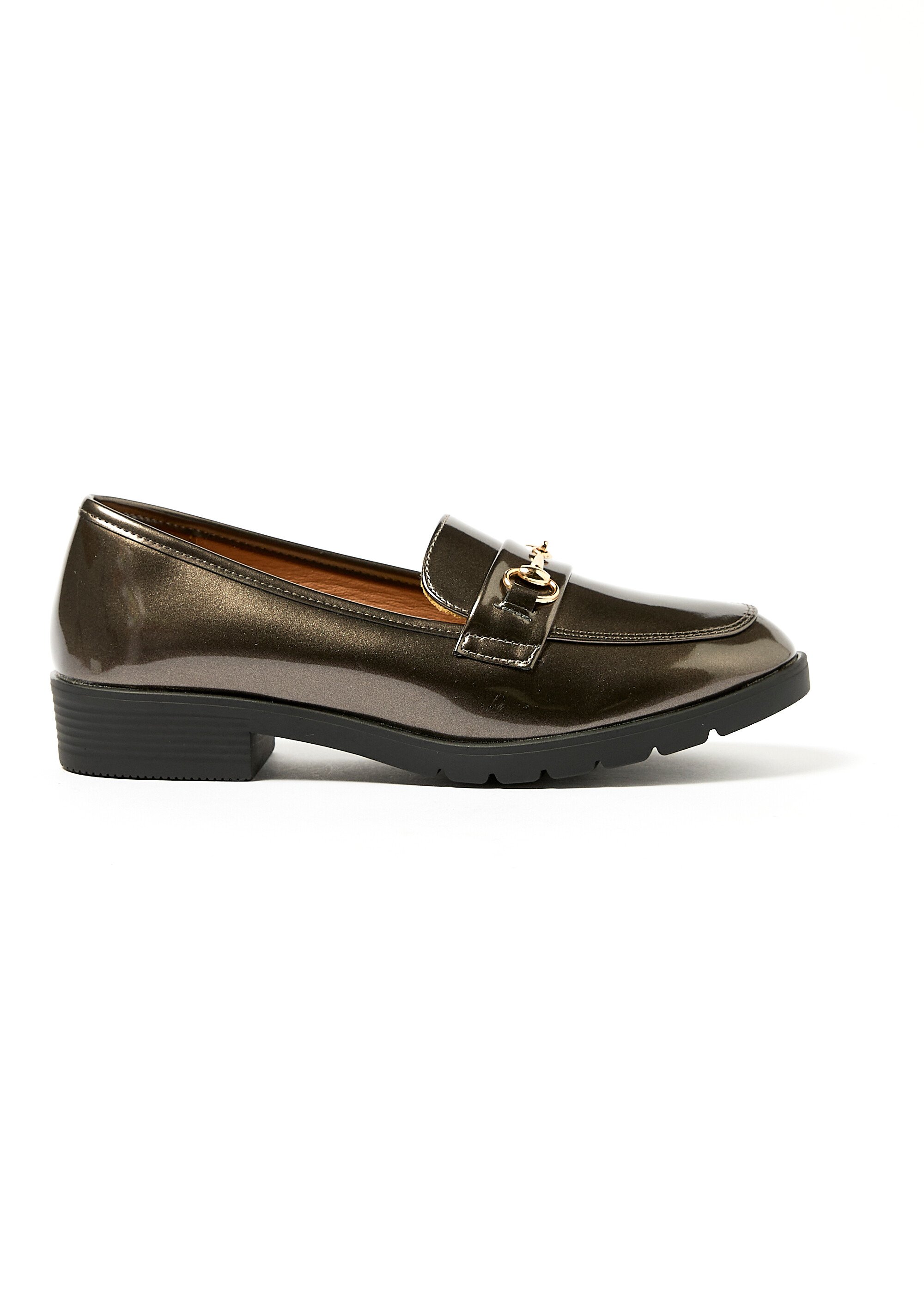 Mocassins vernis avec mors métal Femme Gris LBSDQJ1062 DR1
